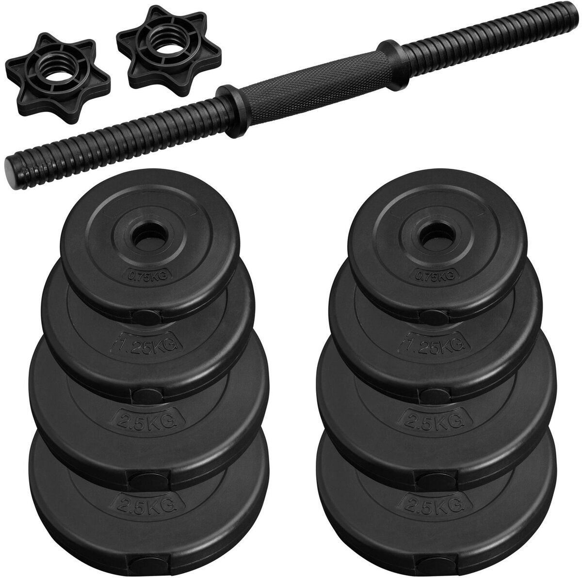 tectake Ensemble d'haltères diamètre de 25 mm noir