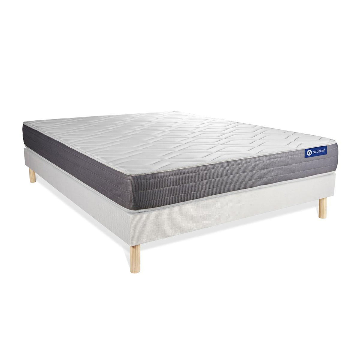 ACTISOM Ensemble matelas ACTILATEX DREAM Latex et mémoire de forme 140x200 cm 5zones de confort + sommier KIT blanc
