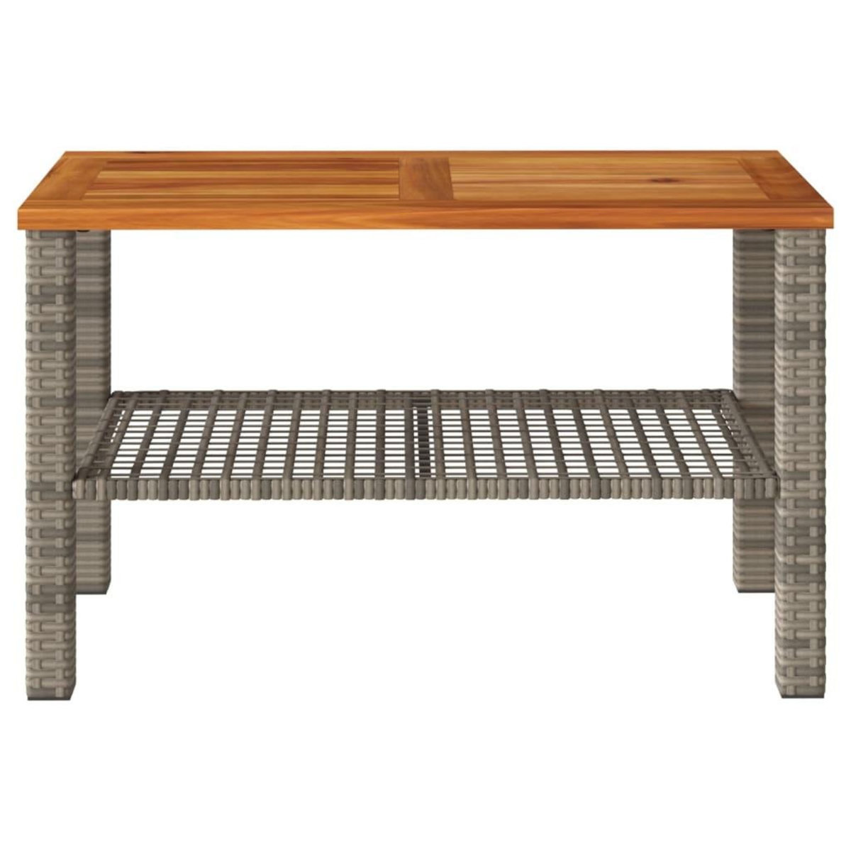 VIDAXL Table de jardin gris 70x38x42 cm resine tressee et bois acacia