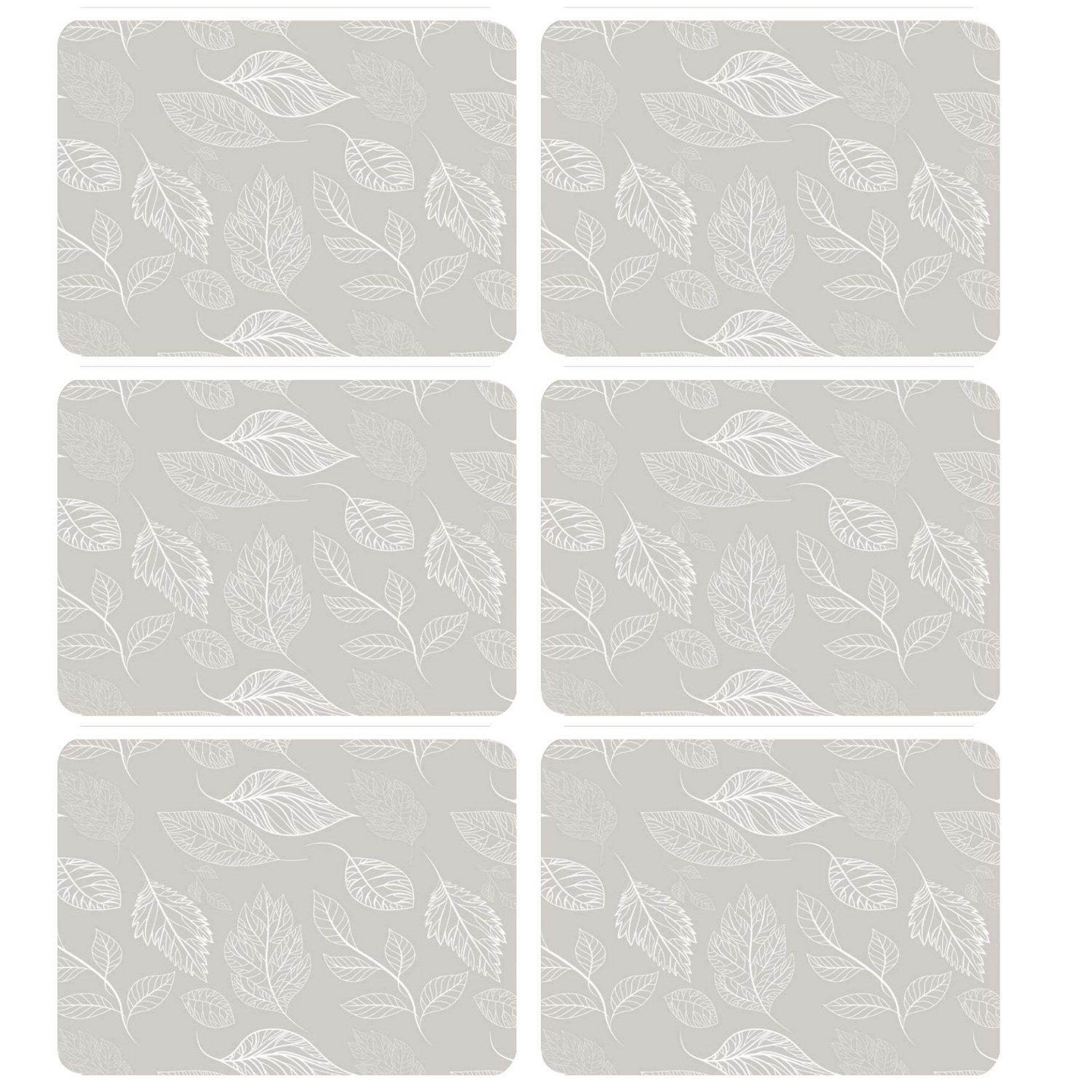 HABITABLE Lot de 6 sets de table motifs feuillage ROMIE - 28 x 43 cm - Beige et blanc