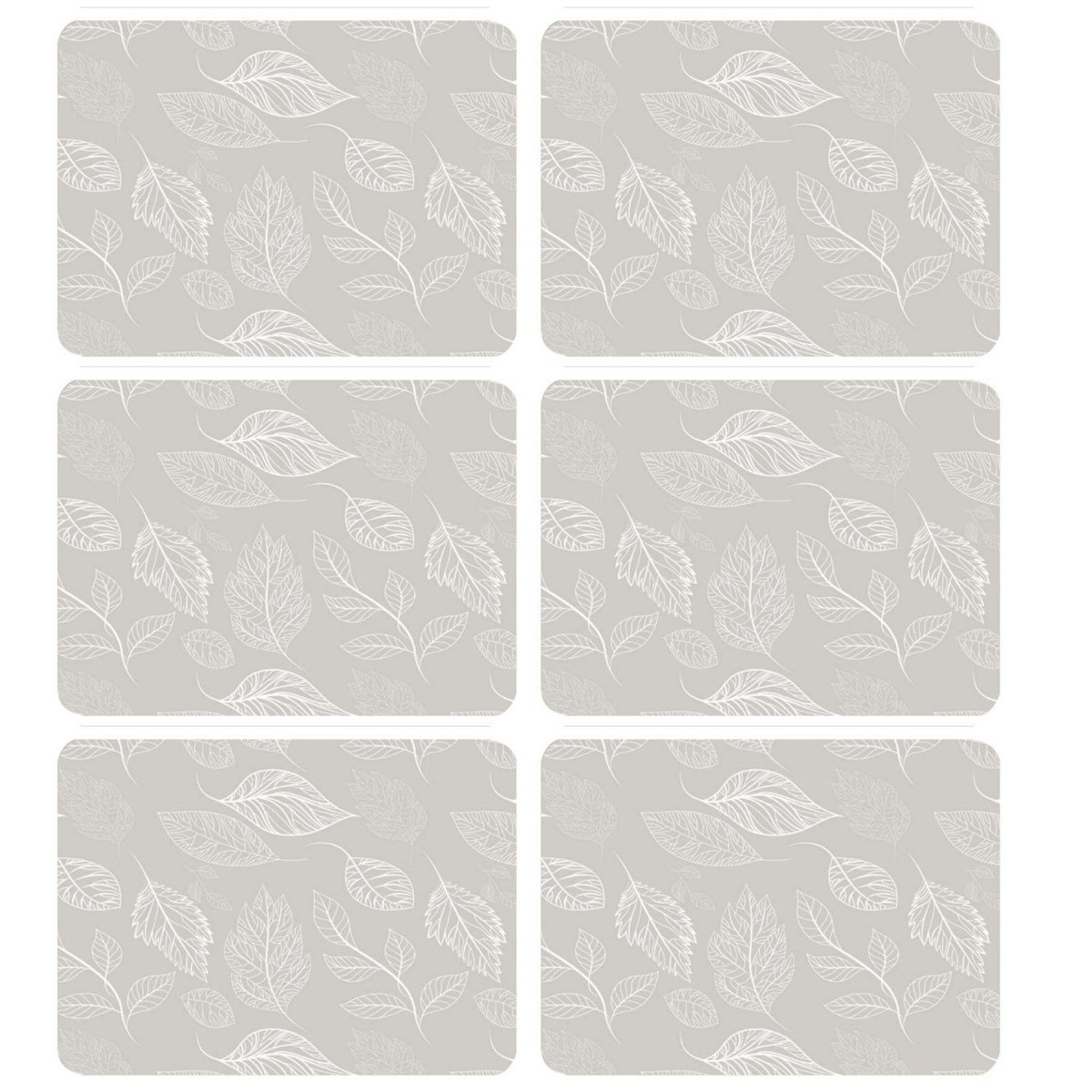 HABITABLE Lot de 6 sets de table motifs feuillage ROMIE - 28 x 43 cm - Beige et blanc