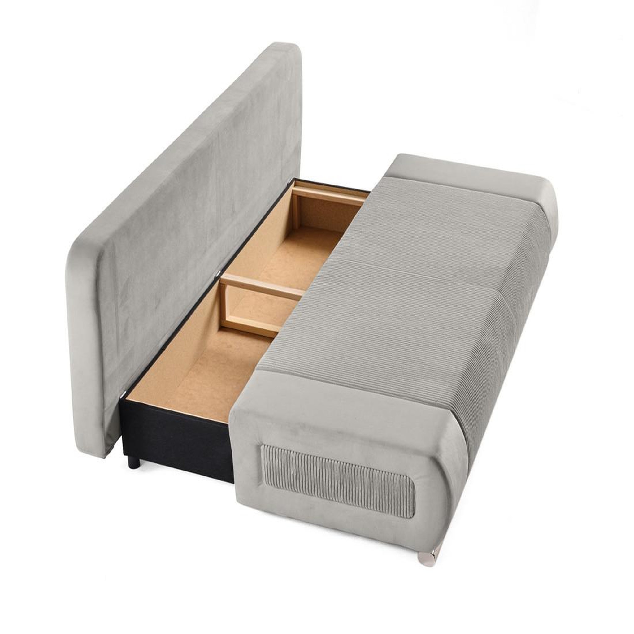 Voir la diapositive 2 : BEST MOBILIER Elio - canapé 3 places convertible - avec coffre - en velours et velours côtelé