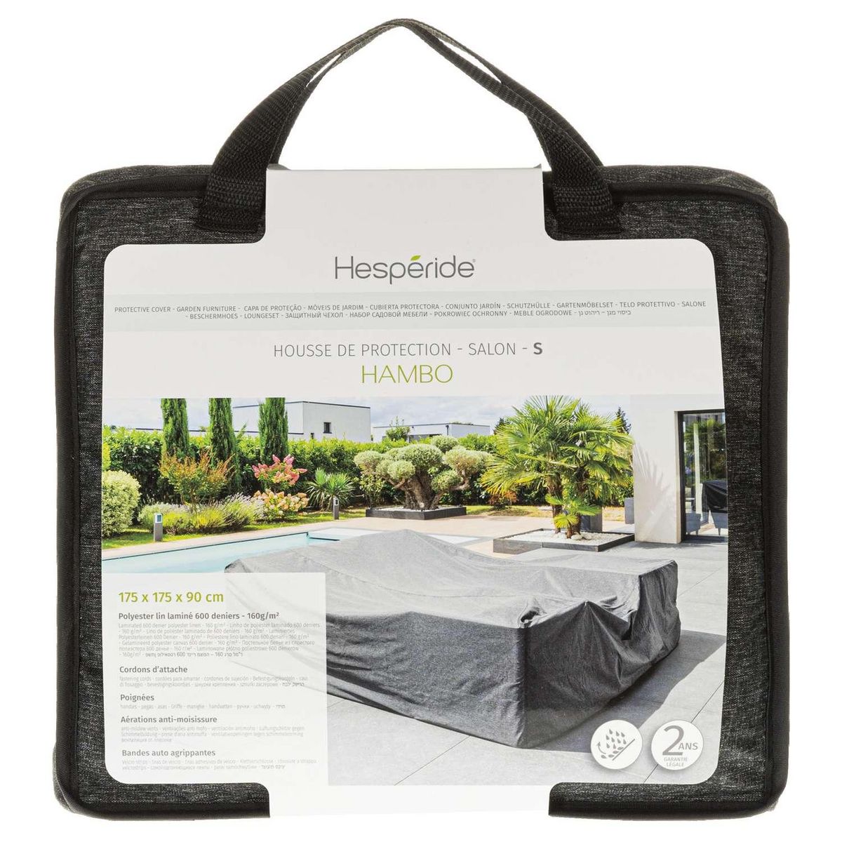 HESPERIDE Housse de protection pour salon de jardin S HAMBO - 175 x 175 x 90 cm - Gris