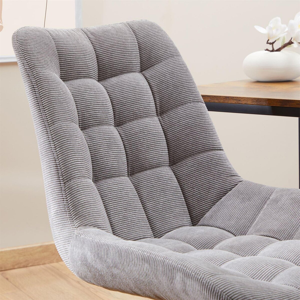 IDIMEX Chaise de bureau VASILO en velours côtelé