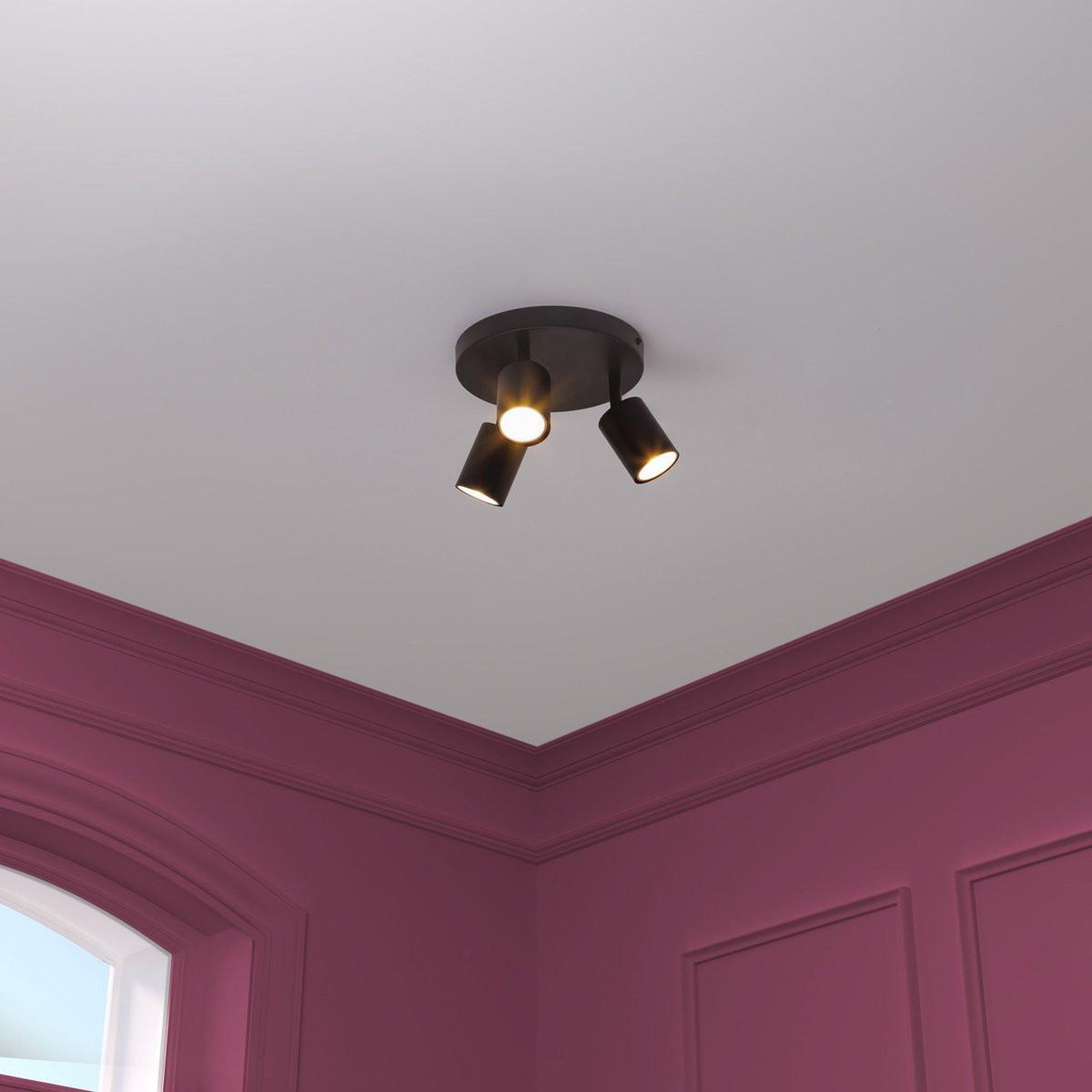 Voir la diapositive 4 : ATMOSPHERA Plafonnier 3 spots orientables  vico  20cm noir