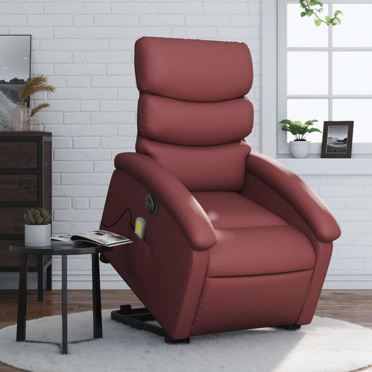VIDAXL Fauteuil inclinable de massage electrique rouge bordeaux