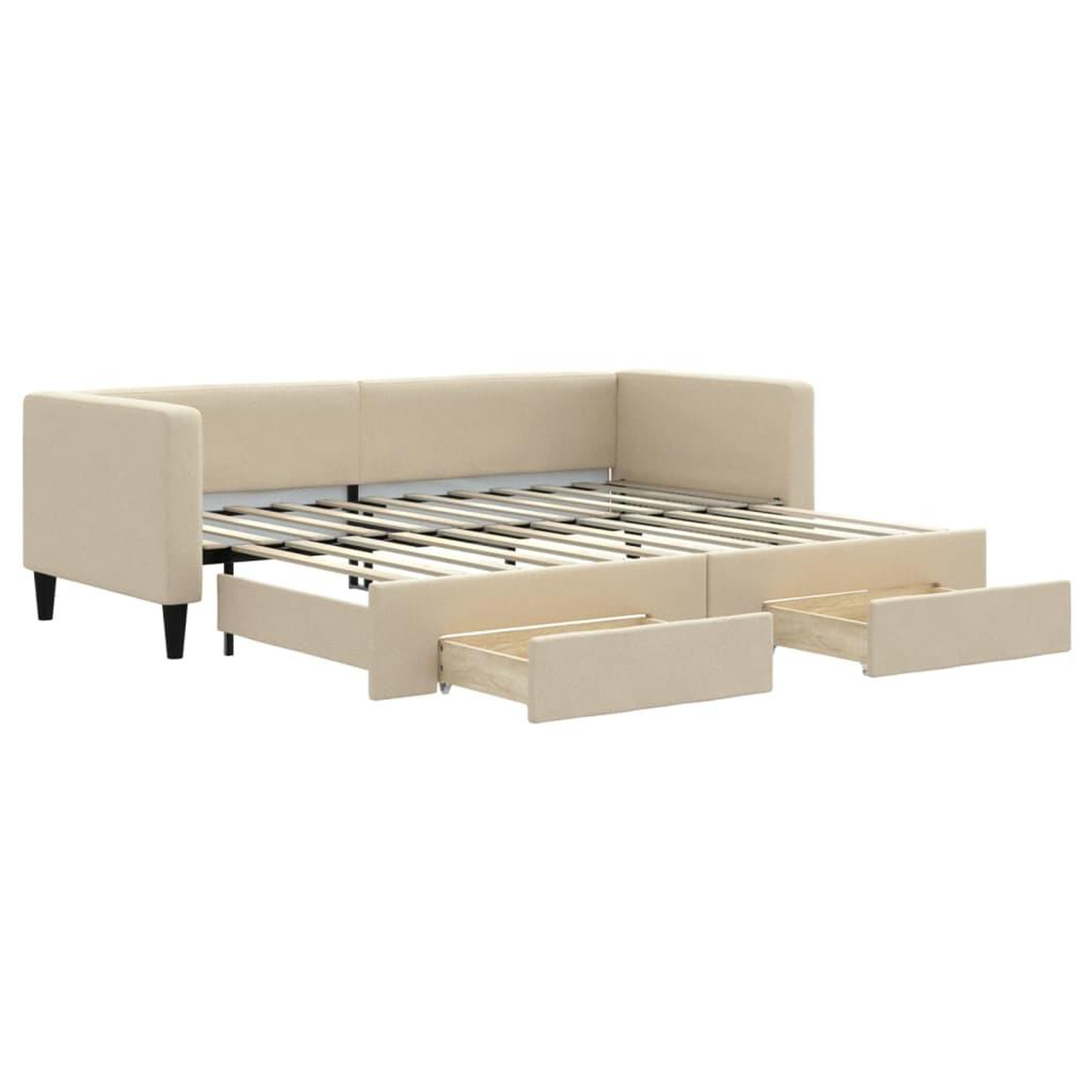 Voir la diapositive 2 : VIDAXL Lit de jour avec gigogne et tiroirs sans matelas creme 80x200cm