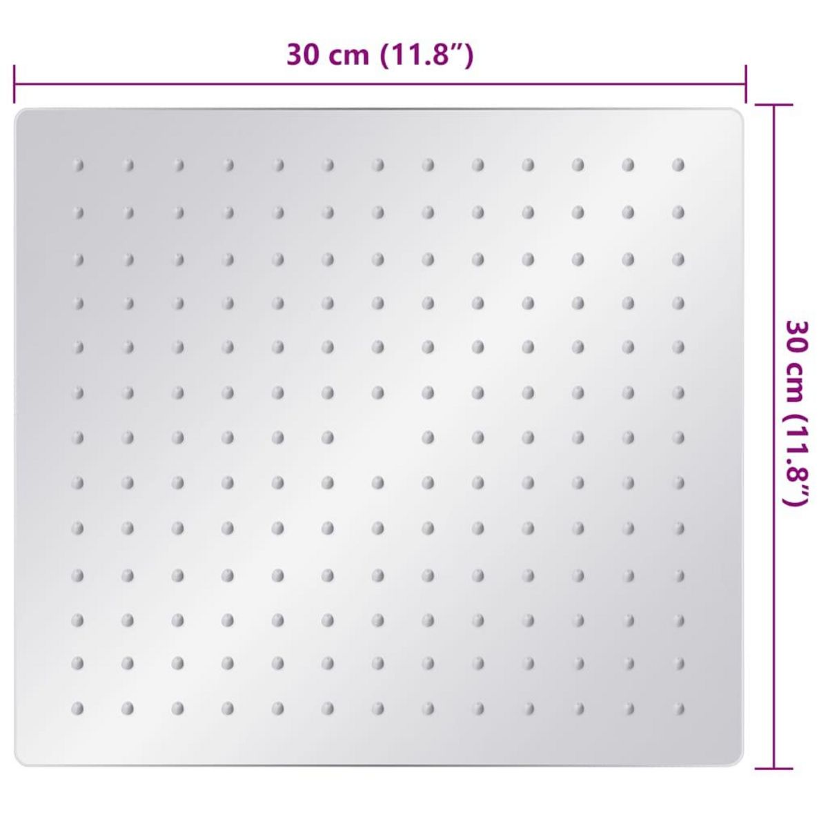 VIDAXL Pomme de douche pluie Acier inoxydable 304 30x30 cm Carree