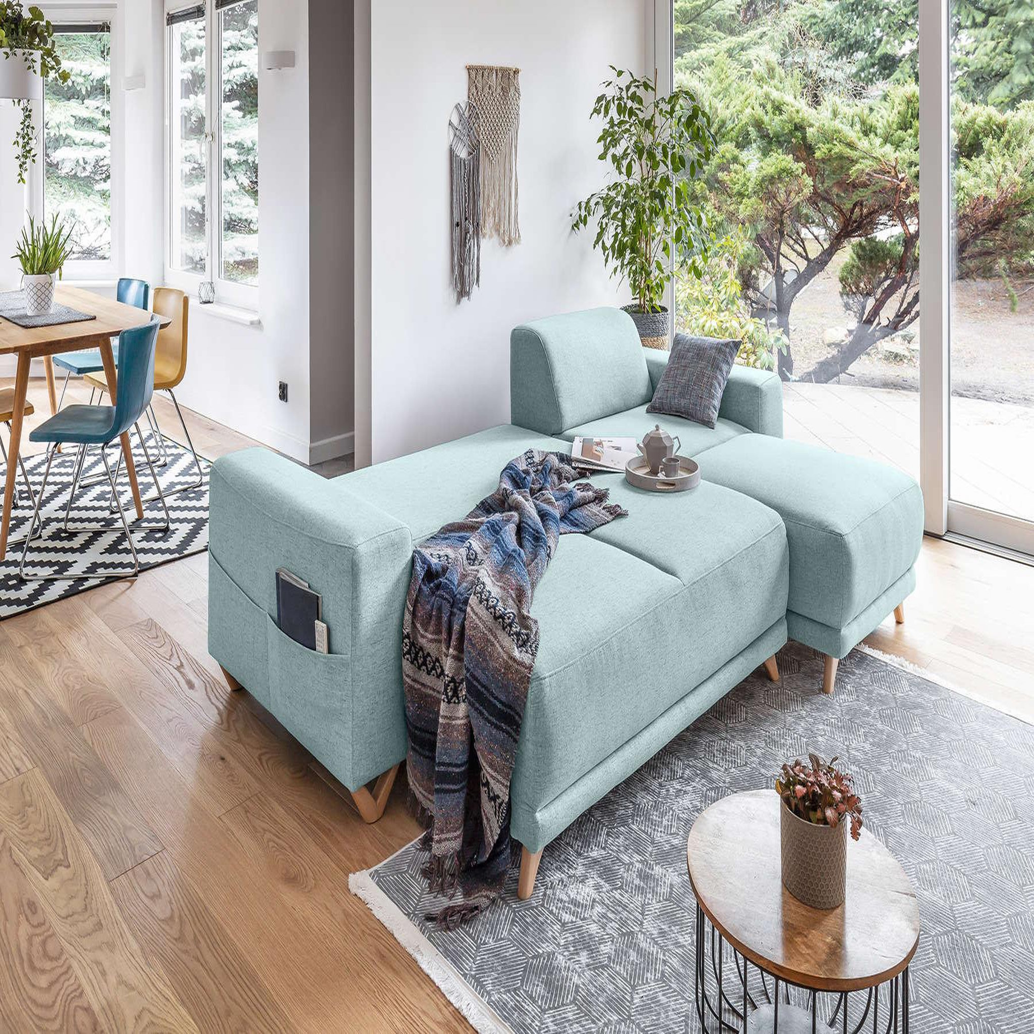 Voir la diapositive 4 : BEST MOBILIER Bella - canapé d'angle réversible convertible - avec coffre - 4 places - tissu