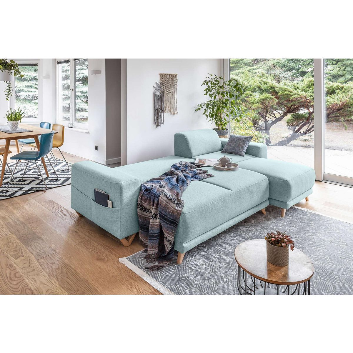 BEST MOBILIER Bella - canapé d'angle réversible convertible - avec coffre - 4 places - tissu