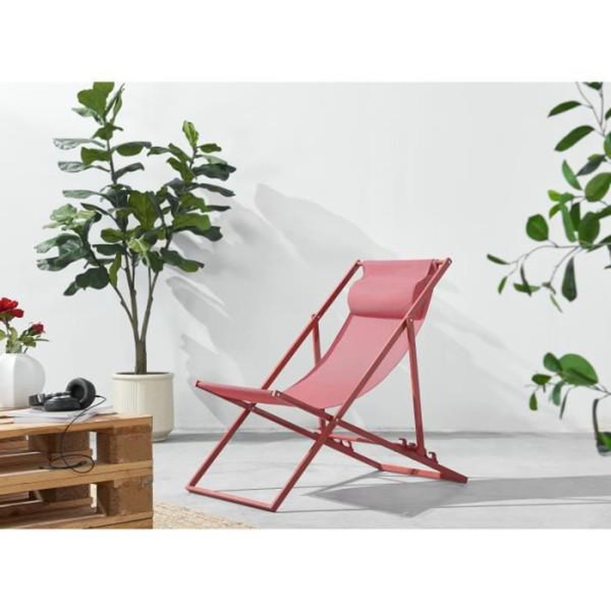Voir la diapositive 2 : MARKET24 Transat Chilienne PAROS - Structure en acier - L 63 x P 104 x H 85 cm - Terracotta