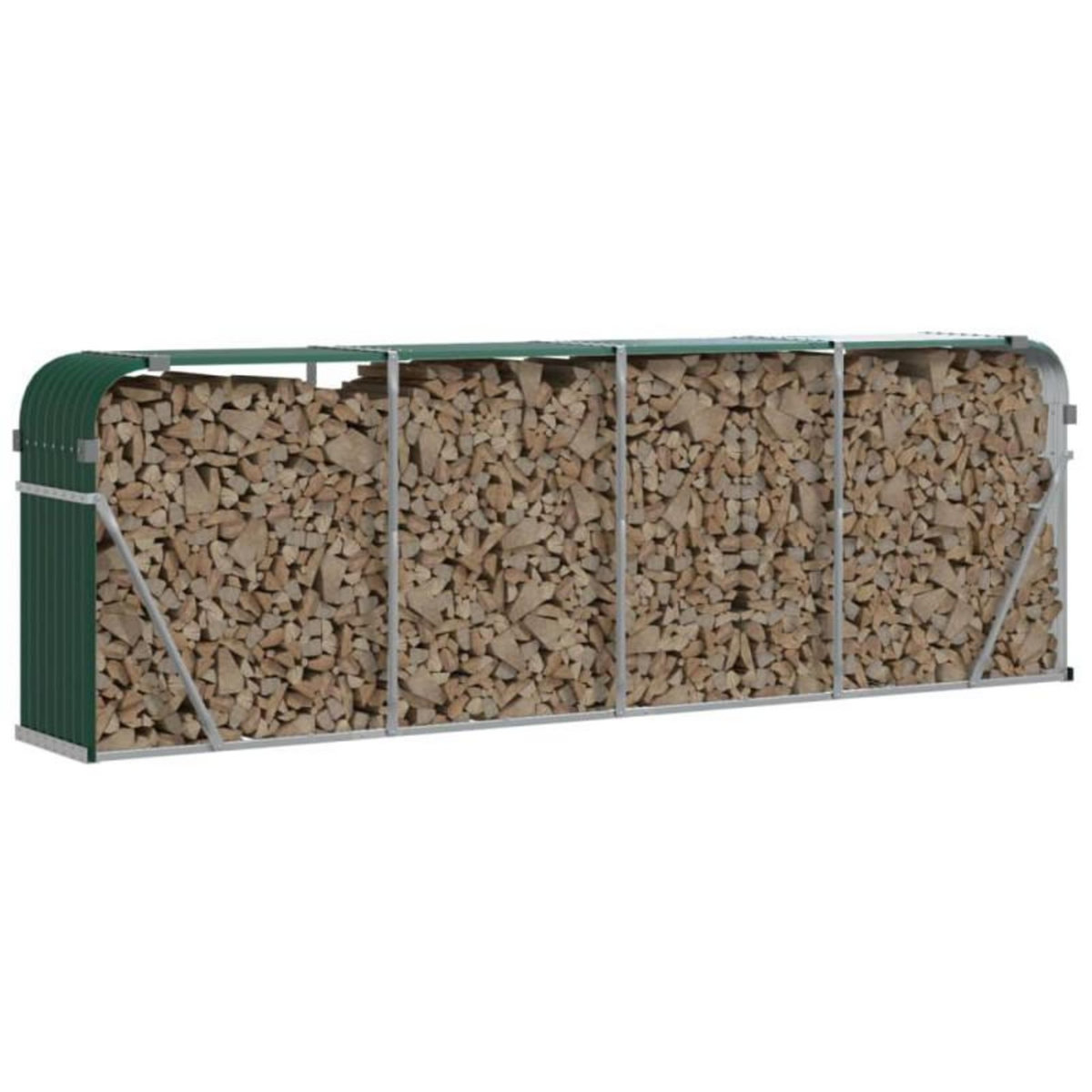 VIDAXL Porte bûches vert 300x45x100 cm acier galvanisé