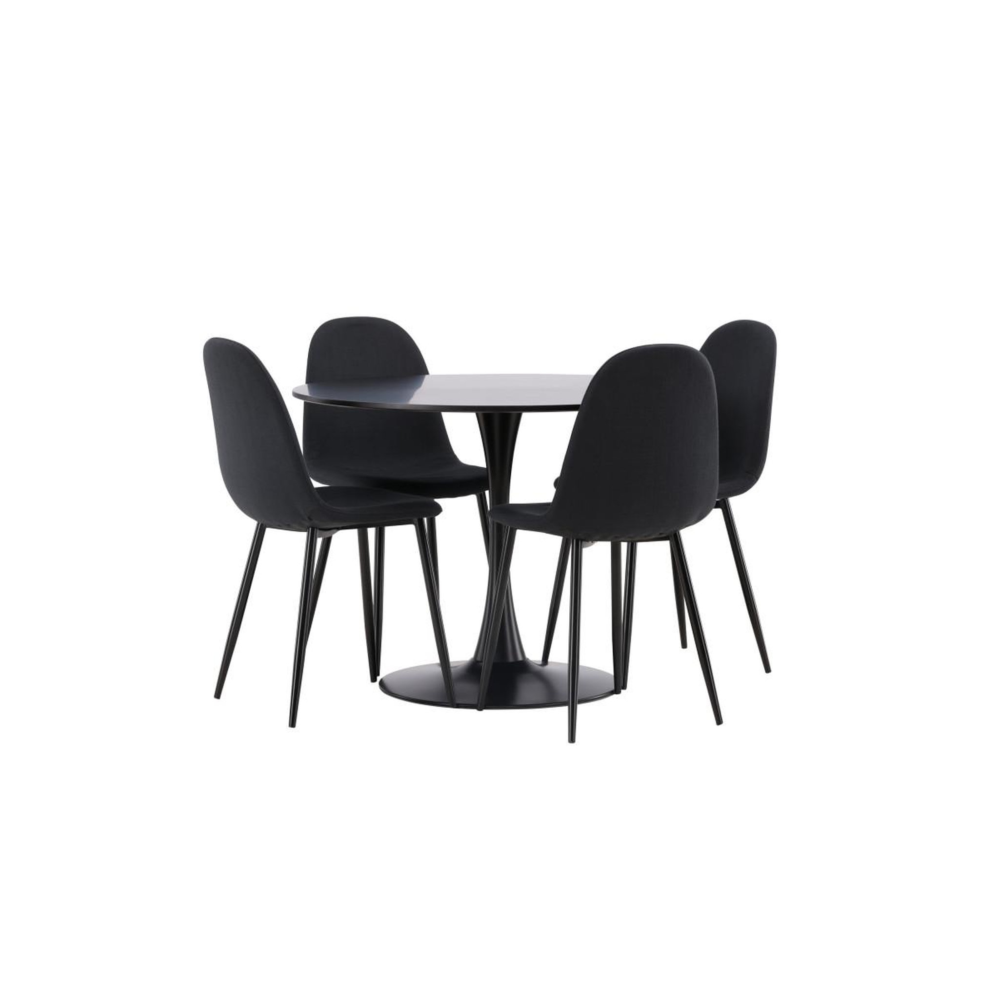Voir la diapositive 3 : Paris Prix Ensemble table à manger & 4 chaises en tissu  glade & polar  100cm noir