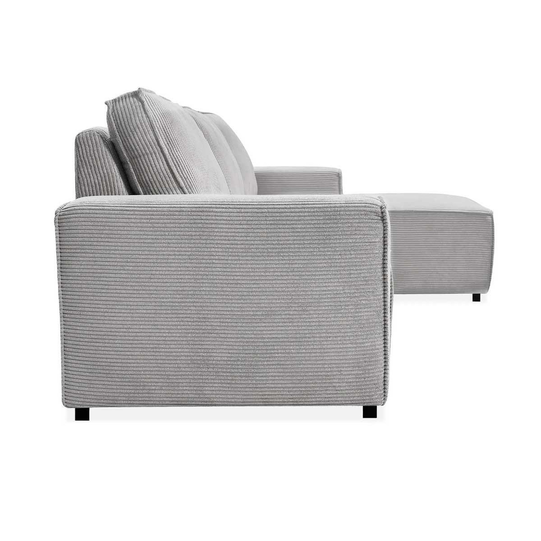 Voir la diapositive 4 : Paris Prix Canapé d'angle gauche velours  hollis  267cm gris clair