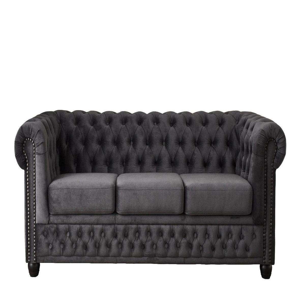 LISA DESIGN William - canapé chesterfield - 3 places - en velours