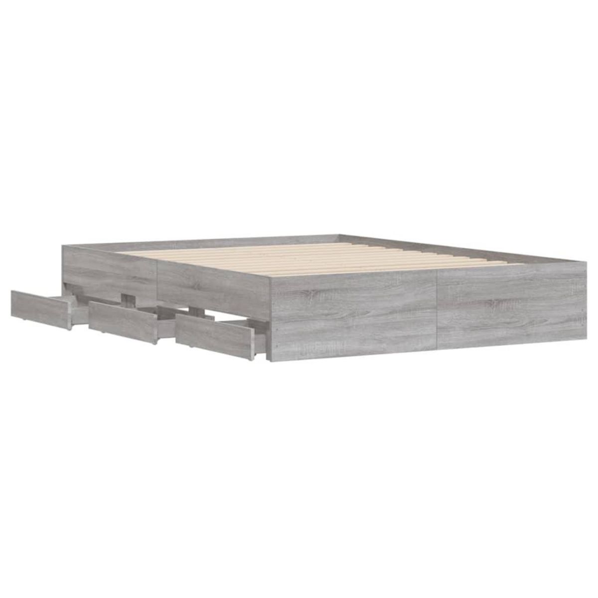 VIDAXL Cadre de lit avec tiroirs sans matelas sonoma gris 150x200 cm