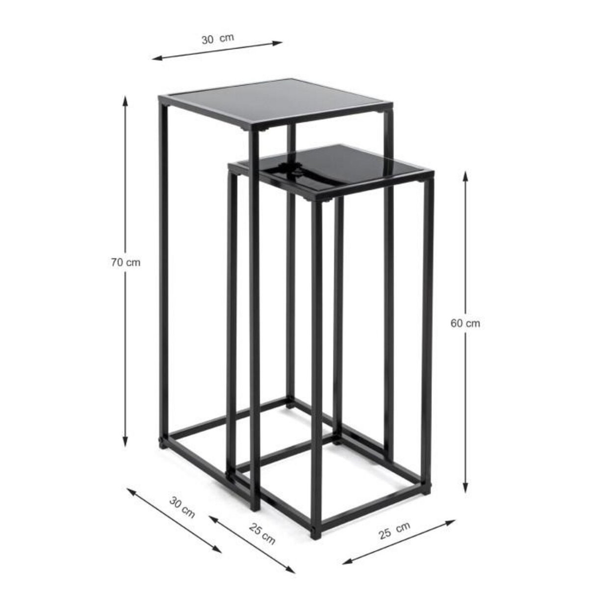 Paris Prix Lot de 2 Sellettes en Métal  Cromano  70cm Noir