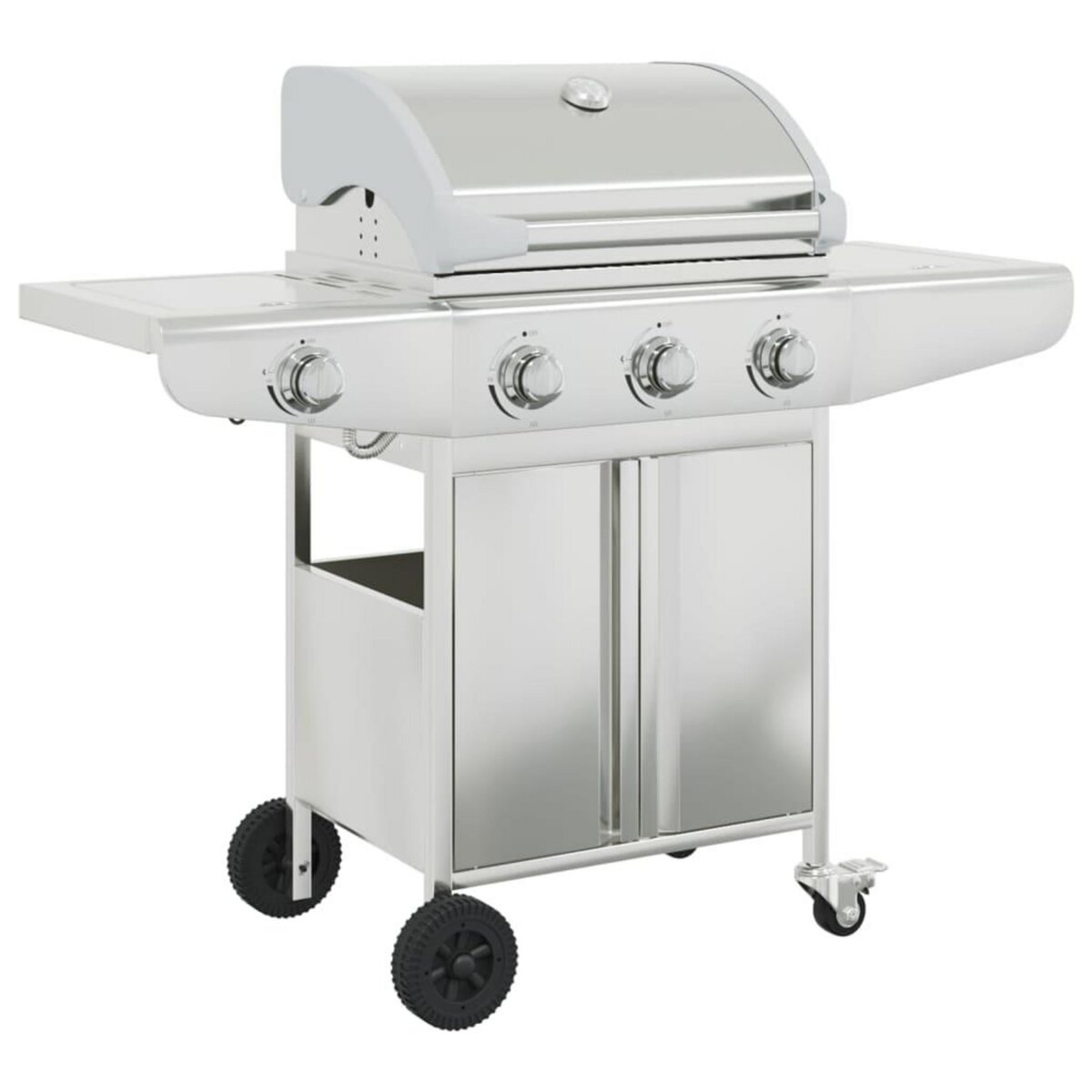 VIDAXL Barbecue gril a gaz avec 4 bruleurs argente acier inoxydable