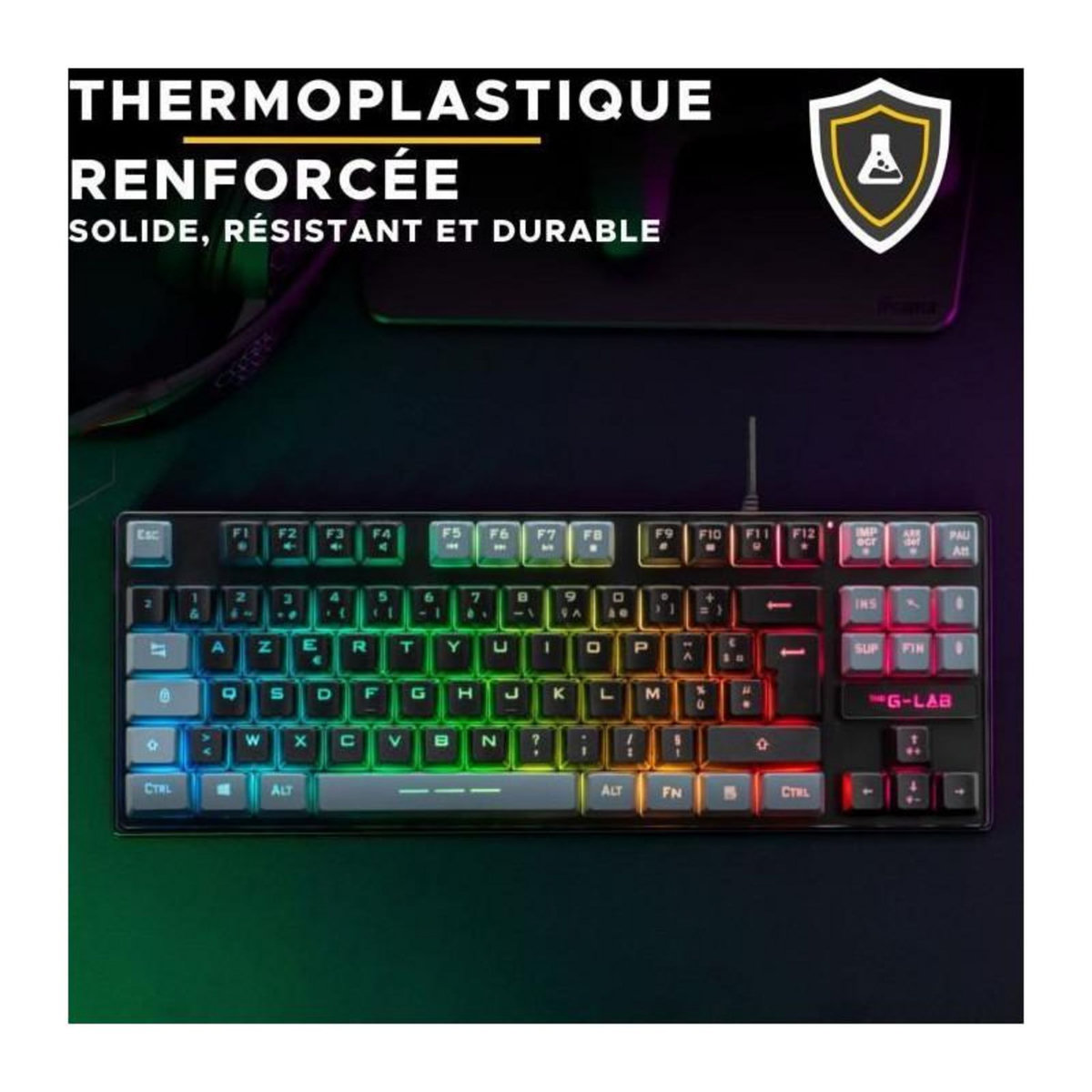 THE G-LAB Clavier Gamer - The G-Lab - KEYZ CAESIUM - RGB - Noir & gris - TKL