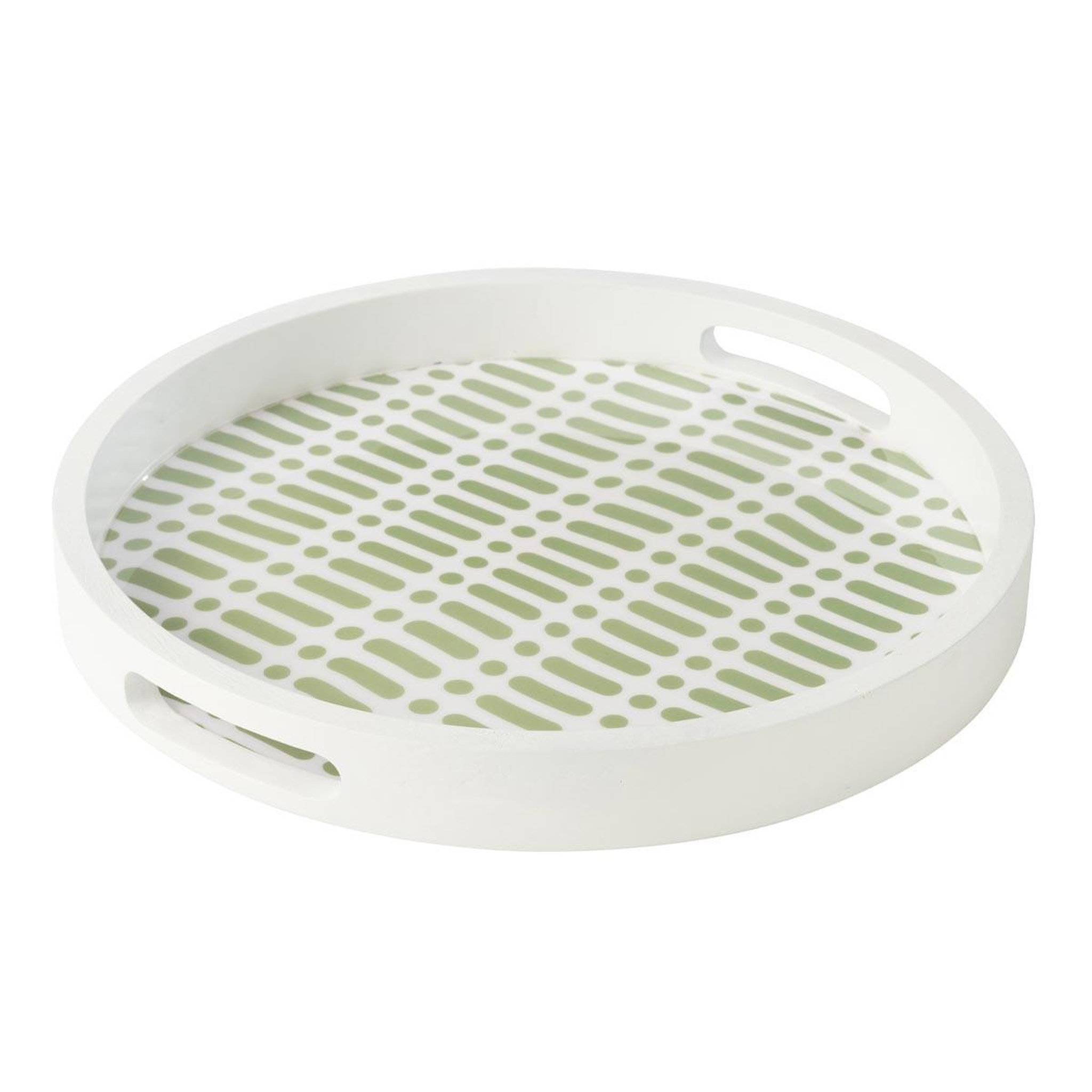 J-LINE Plateau de service en bois  tod  40cm vert & blanc