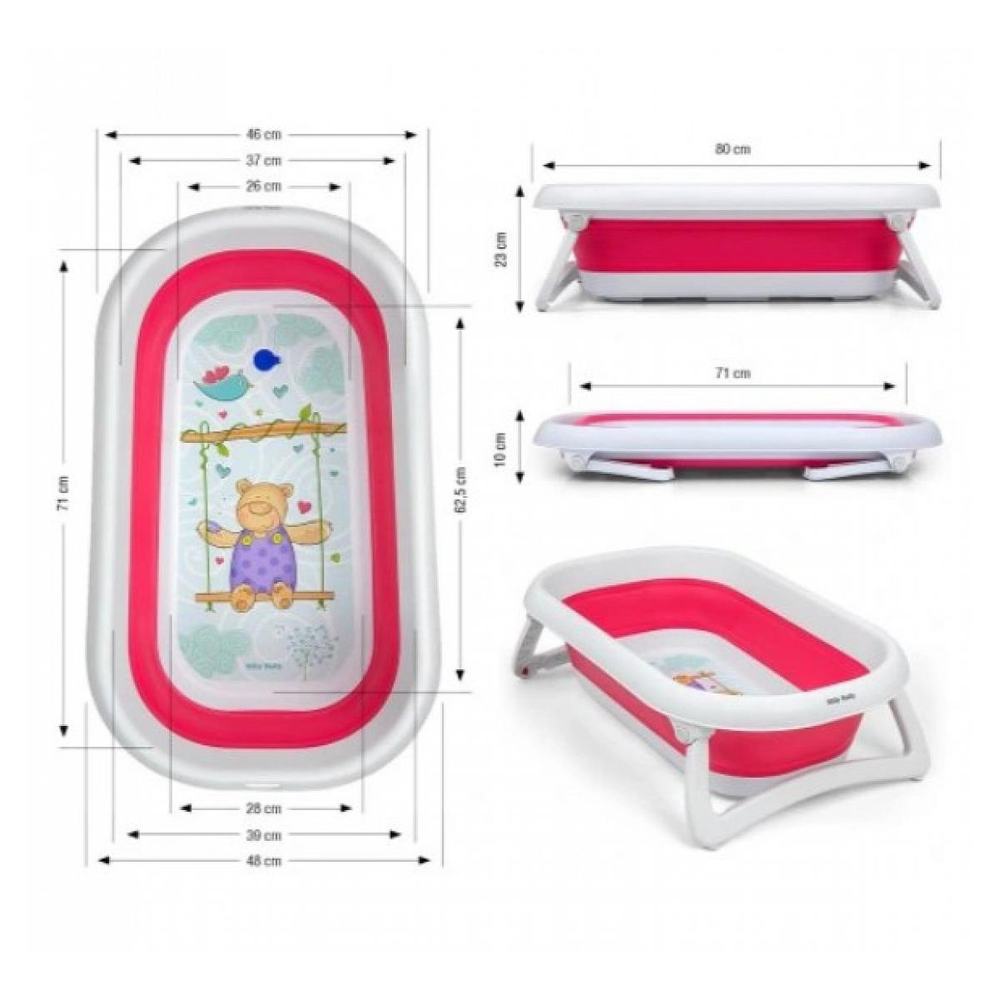 Voir la diapositive 2 : MILLY MALLY Baignoire pliante  Aqua Pink