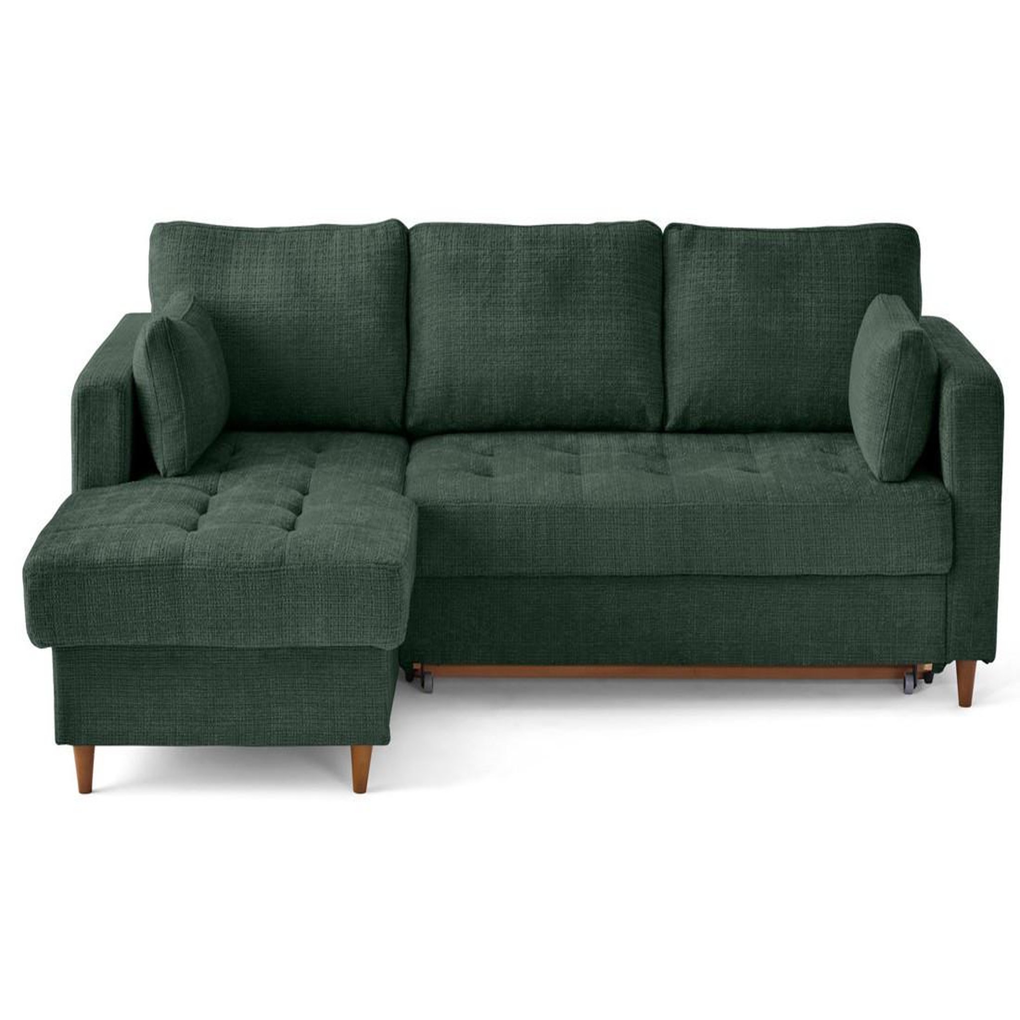 Voir la diapositive 1 : BEST MOBILIER Anna - canapé d'angle gauche 4 places convertible avec coffre en velours texturé