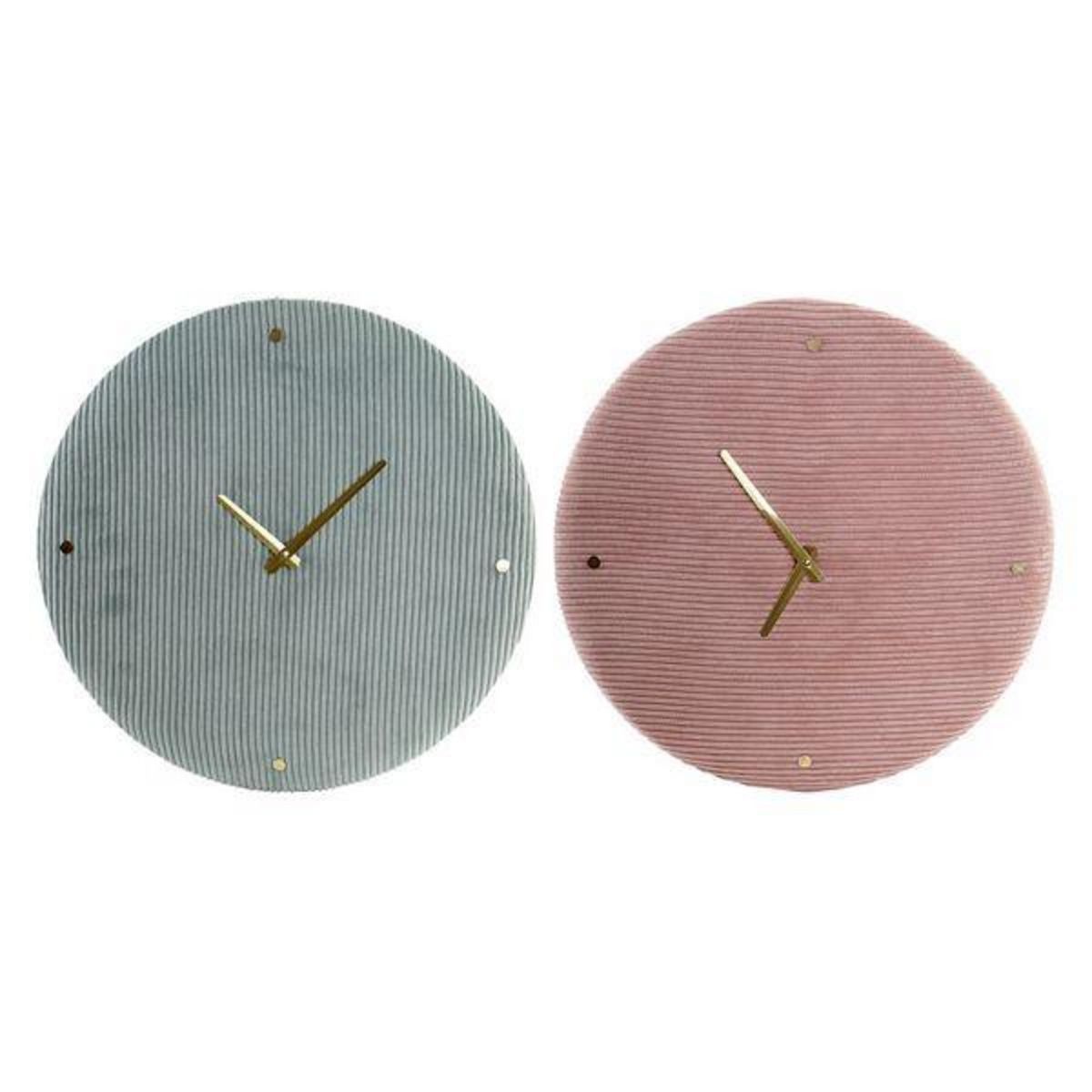 AAAAA Horloge Murale DKD Home Decor Vert Rose 40,5 x 5,5 x 40,5 cm (2 Unités)