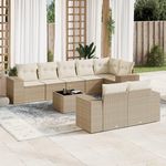 VIDAXL Salon de jardin avec coussins 9 pcs beige resine tressee