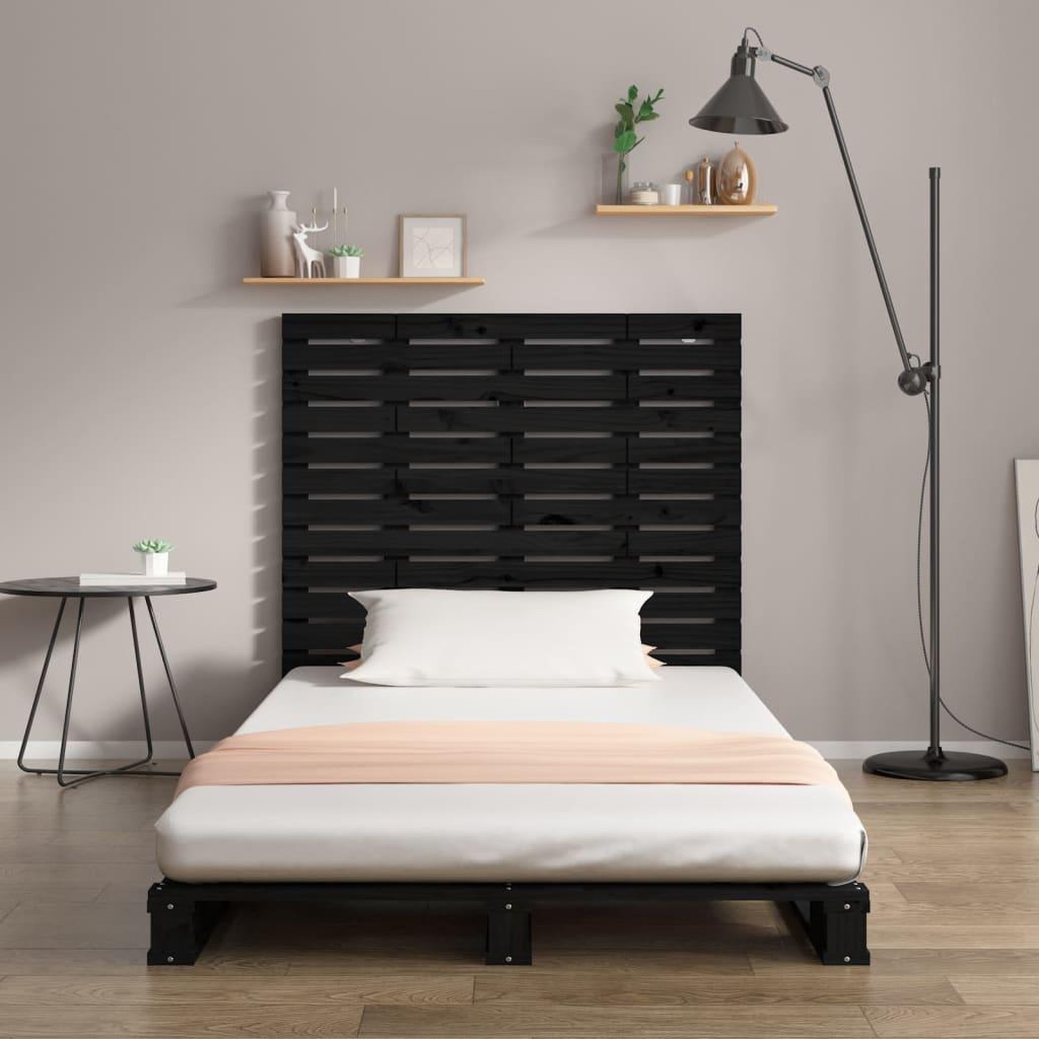 Voir la diapositive 3 : VIDAXL Tete de lit murale Noir 96x3x91,5 cm Bois massif de pin