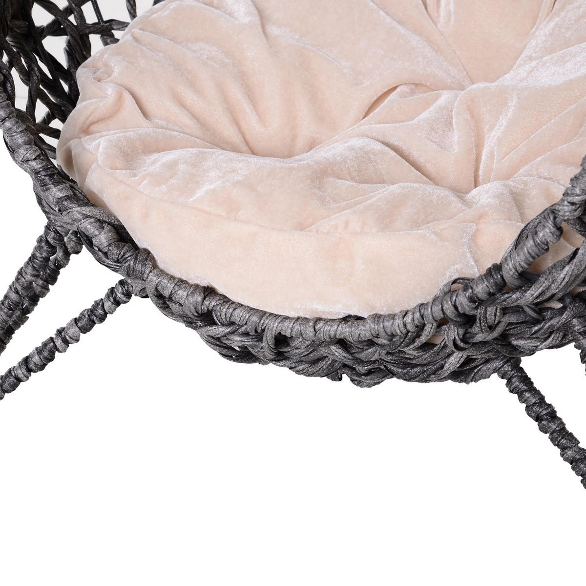 PAWHUT PawHut Panier chat lit chat cosy grand confort dim. Ø 52 x 58H cm coussin moelleux beige inclus résine tressée imitation rotin gris