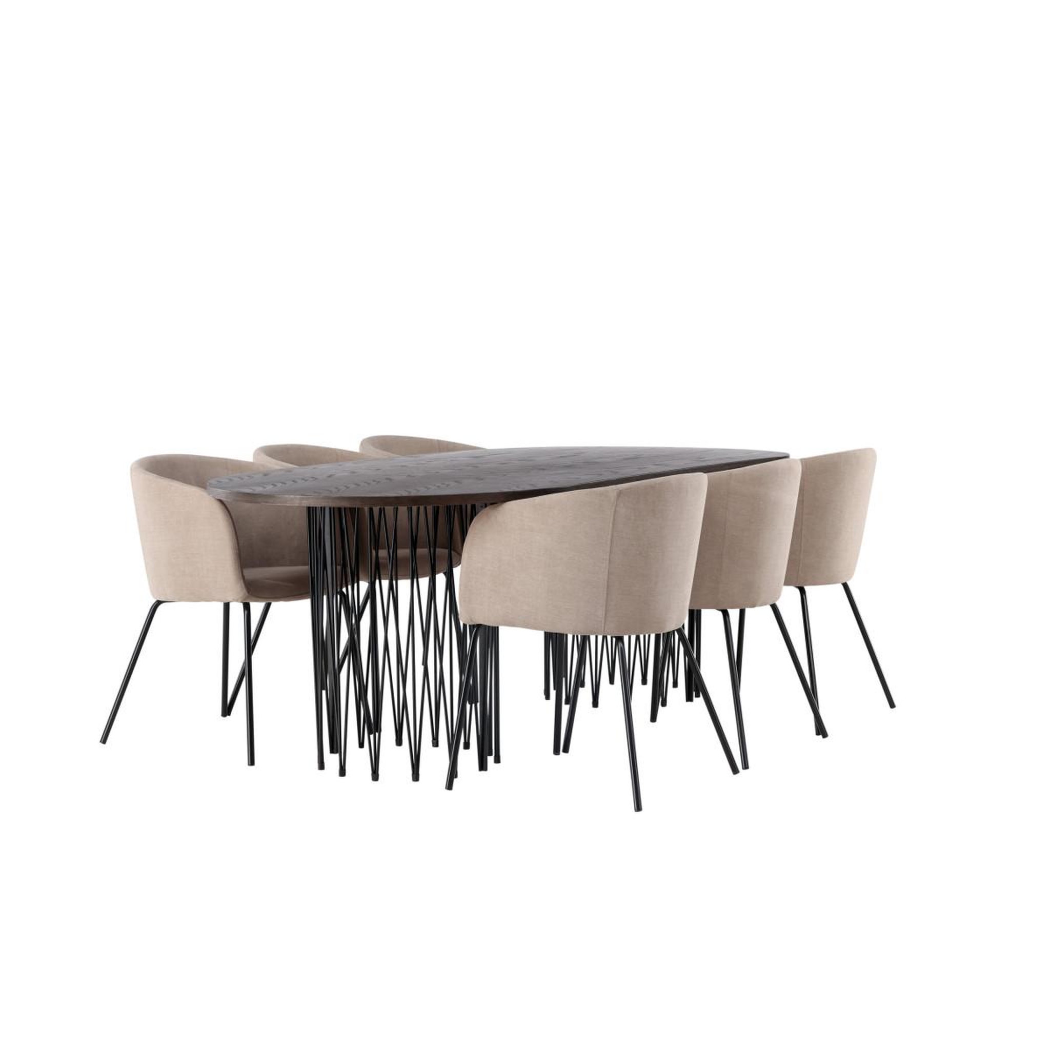 Voir la diapositive 4 : Paris Prix Ensemble table à manger & 6 chaises  stone & berit  220cm brun & beige