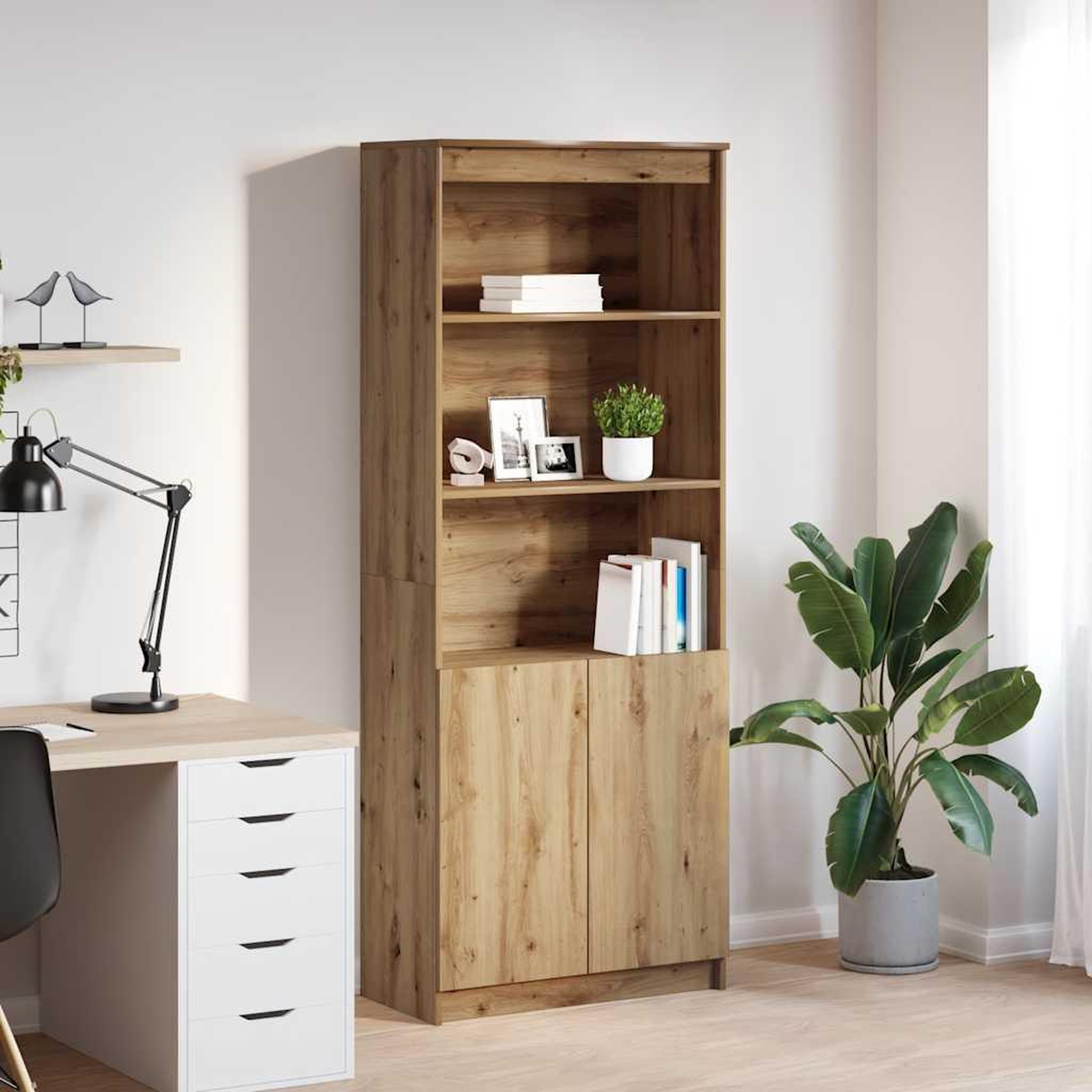 VIDAXL Buffet haut chene artisanal 70x35x180 cm bois d'ingenierie