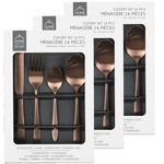 TOILINUX Lot de 3 Ménagères en Acier Inoxydable 48 Couverts. Coloris disponibles : Jaune, Marron