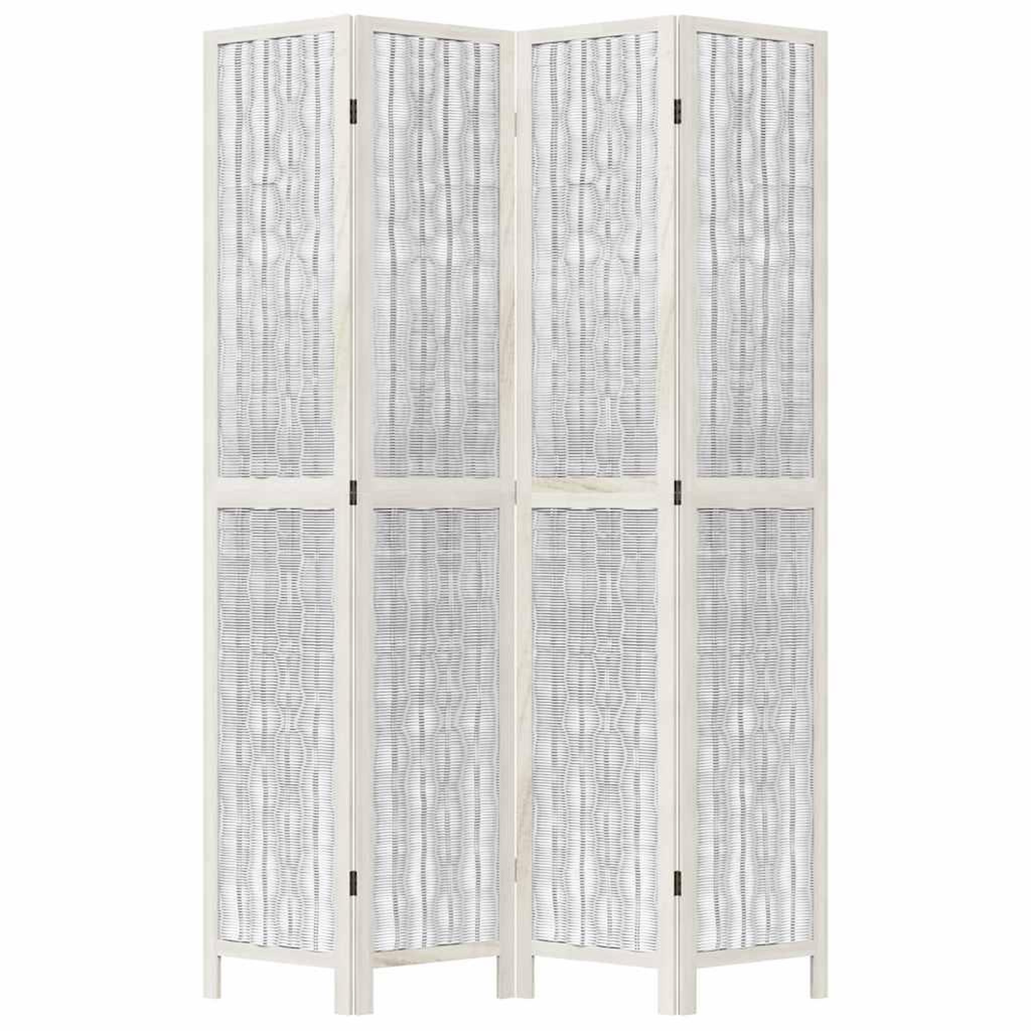 Voir la diapositive 4 : VIDAXL Cloison de separation 4 panneaux blanc bois de paulownia massif