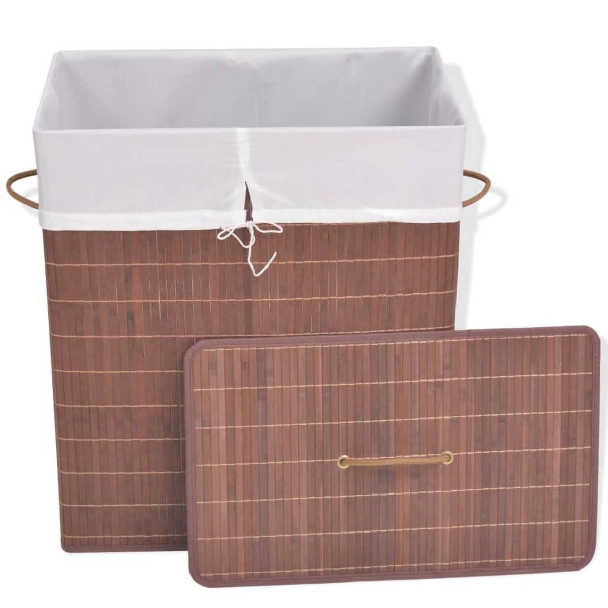 VIDAXL Panier a linge rectangulaire Bambou Marron