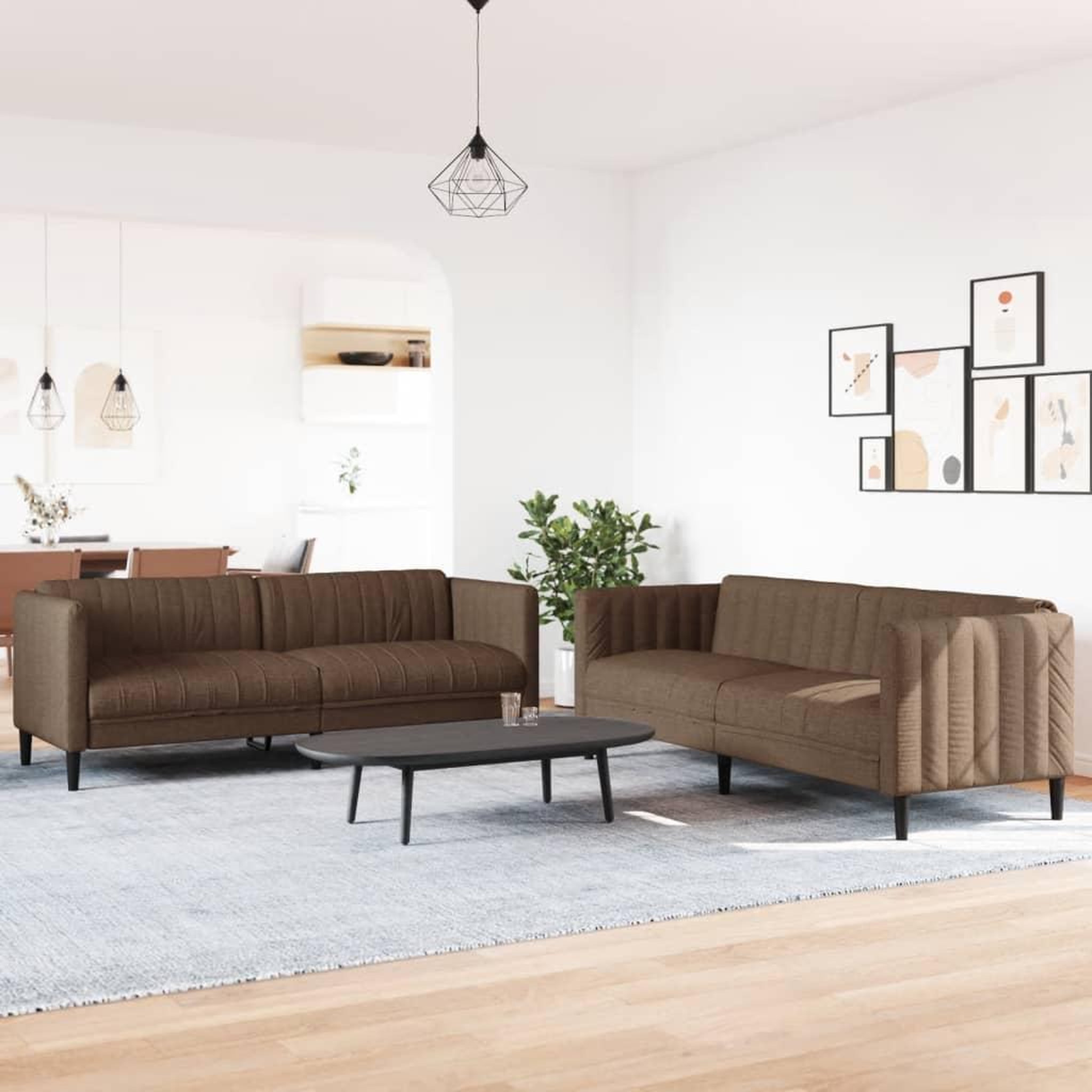 Voir la diapositive 3 : VIDAXL Ensemble de canapes 2 pcs marron tissu