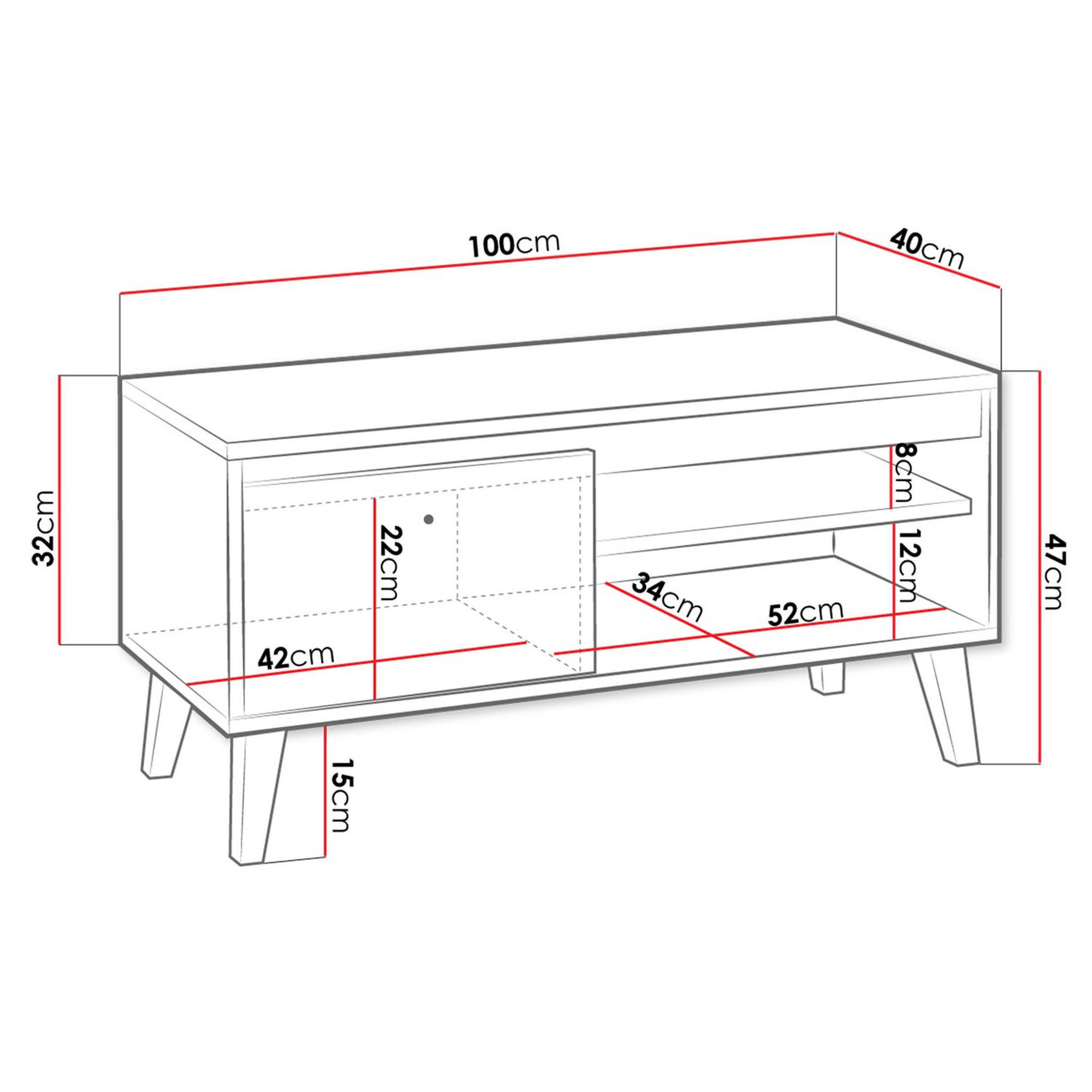 Voir la diapositive 4 : Meuble TV scandinave 1 porte L100cm CHRIS