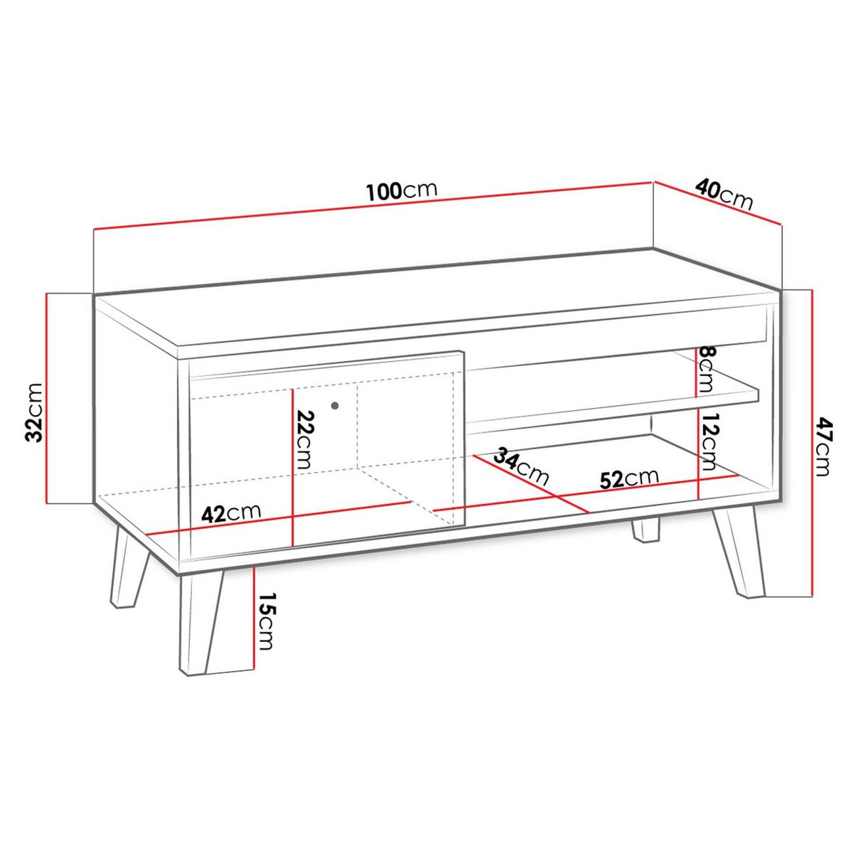 Meuble TV scandinave 1 porte L100cm CHRIS