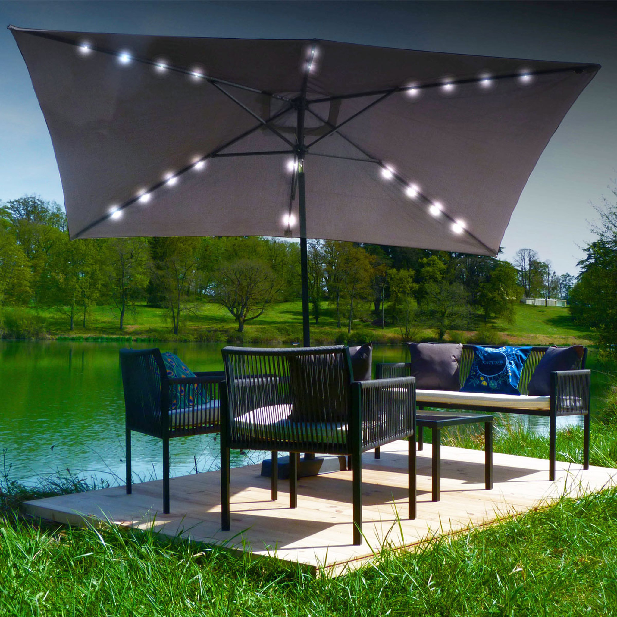 Voir la diapositive 1 : Parasol droit 2x3 m avec leds 