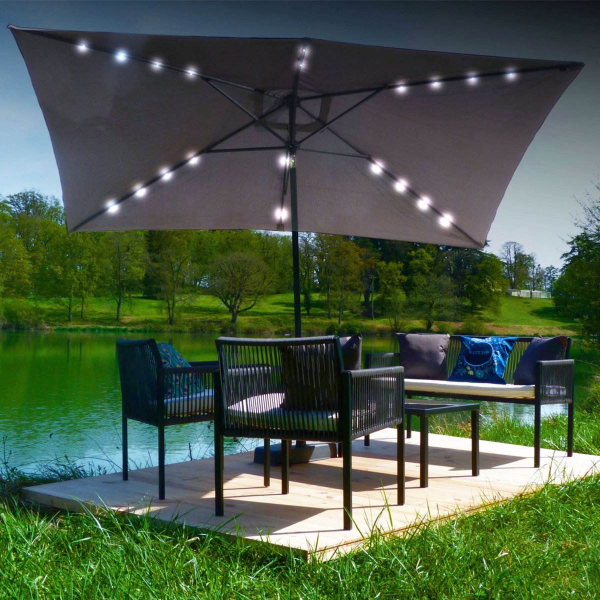 Parasol droit 2x3 m avec leds 