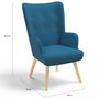 Voir la diapositive 5 : ID MARKET Fauteuil scandinave IVAR en tissu bleu canard