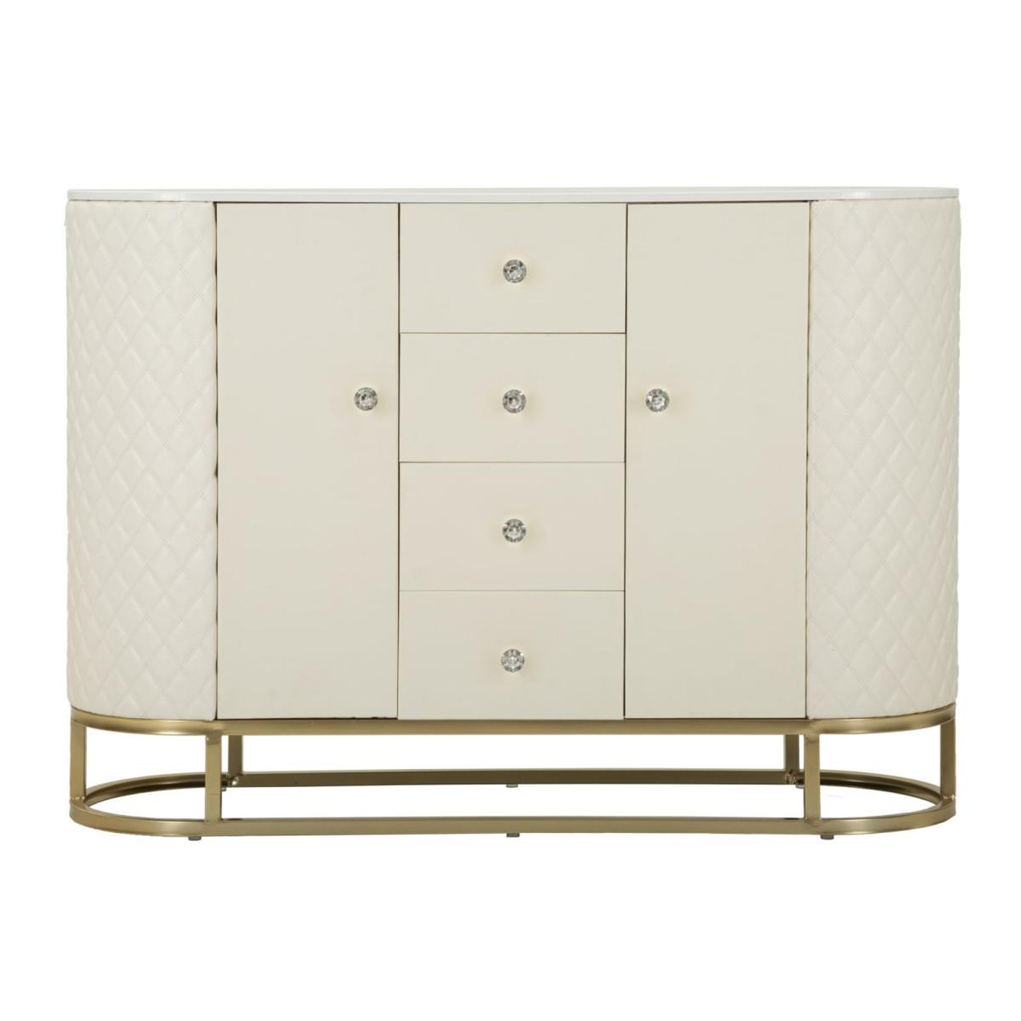 Voir la diapositive 2 : Paris Prix Buffet design effet marbre  sharon  120cm blanc & or