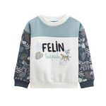 Petit Béguin Sweat-shirt bébé en molleton Félintrépide. Coloris disponibles : Bleu