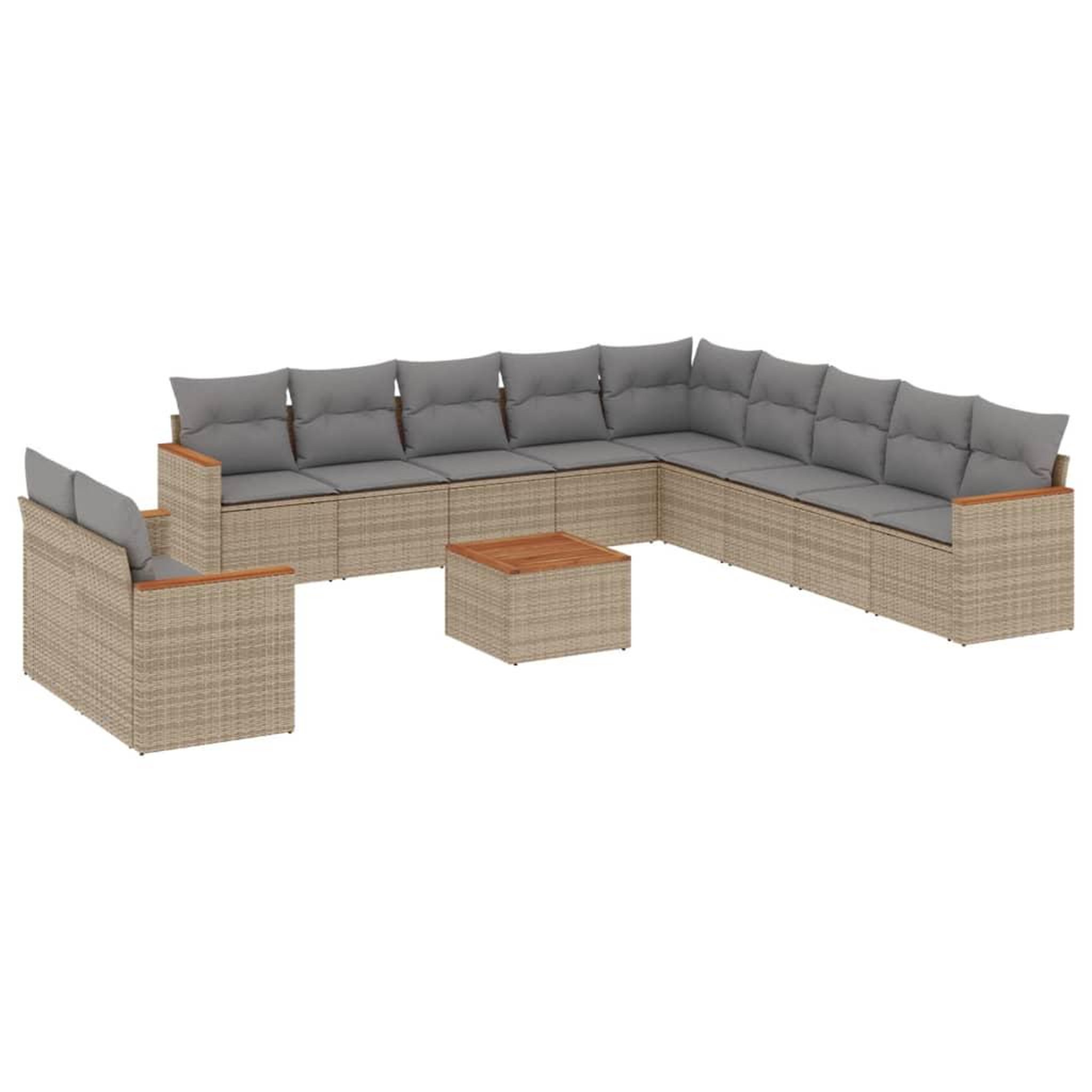 Voir la diapositive 2 : VIDAXL Salon de jardin et coussins 12 pcs melange beige resine tressee