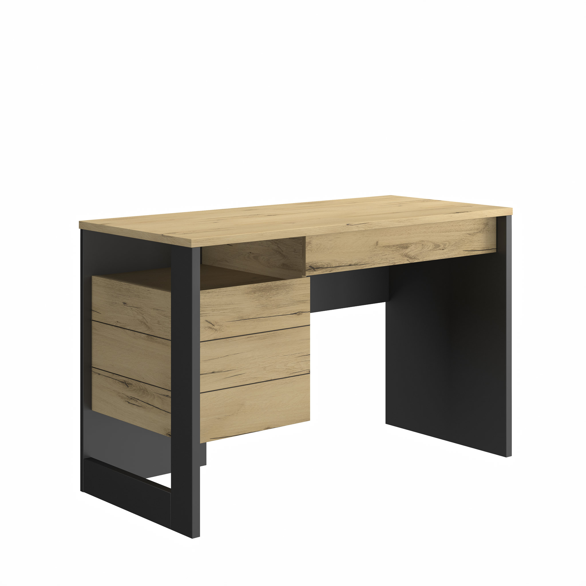Voir la diapositive 1 : Bureau droit 1 porte 1 tiroir L119xH75xP54cm DETROIT