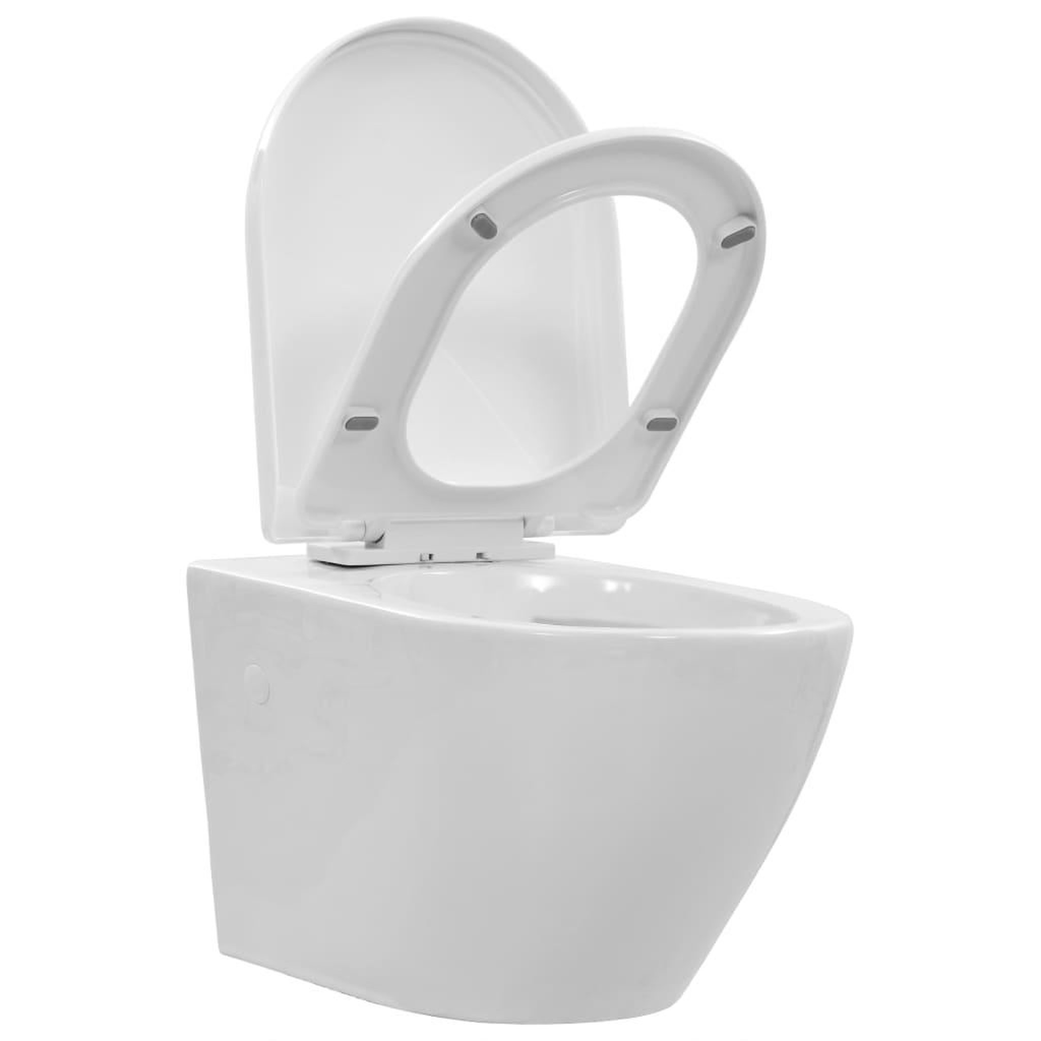 Voir la diapositive 3 : VIDAXL Toilette suspendue au mur sans rebord Ceramique Blanc