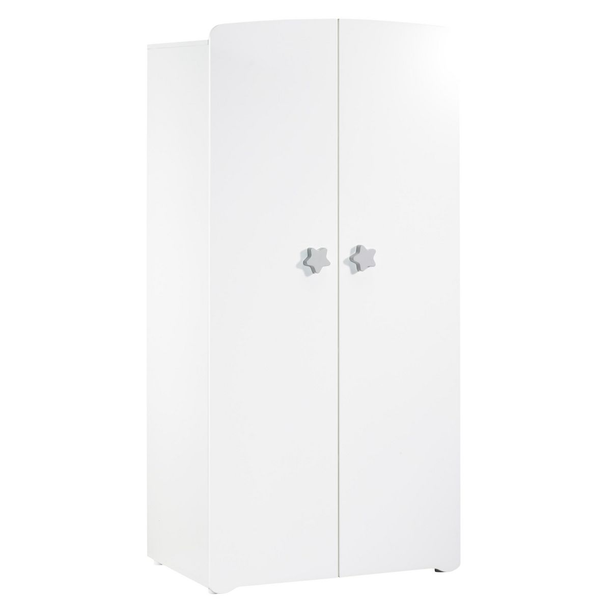 BABY PRICE Ensemble Lit bébé combiné 60x120 cm évolutif en 90x190 cm + armoire NEW BASIC Boutons Etoile Gris