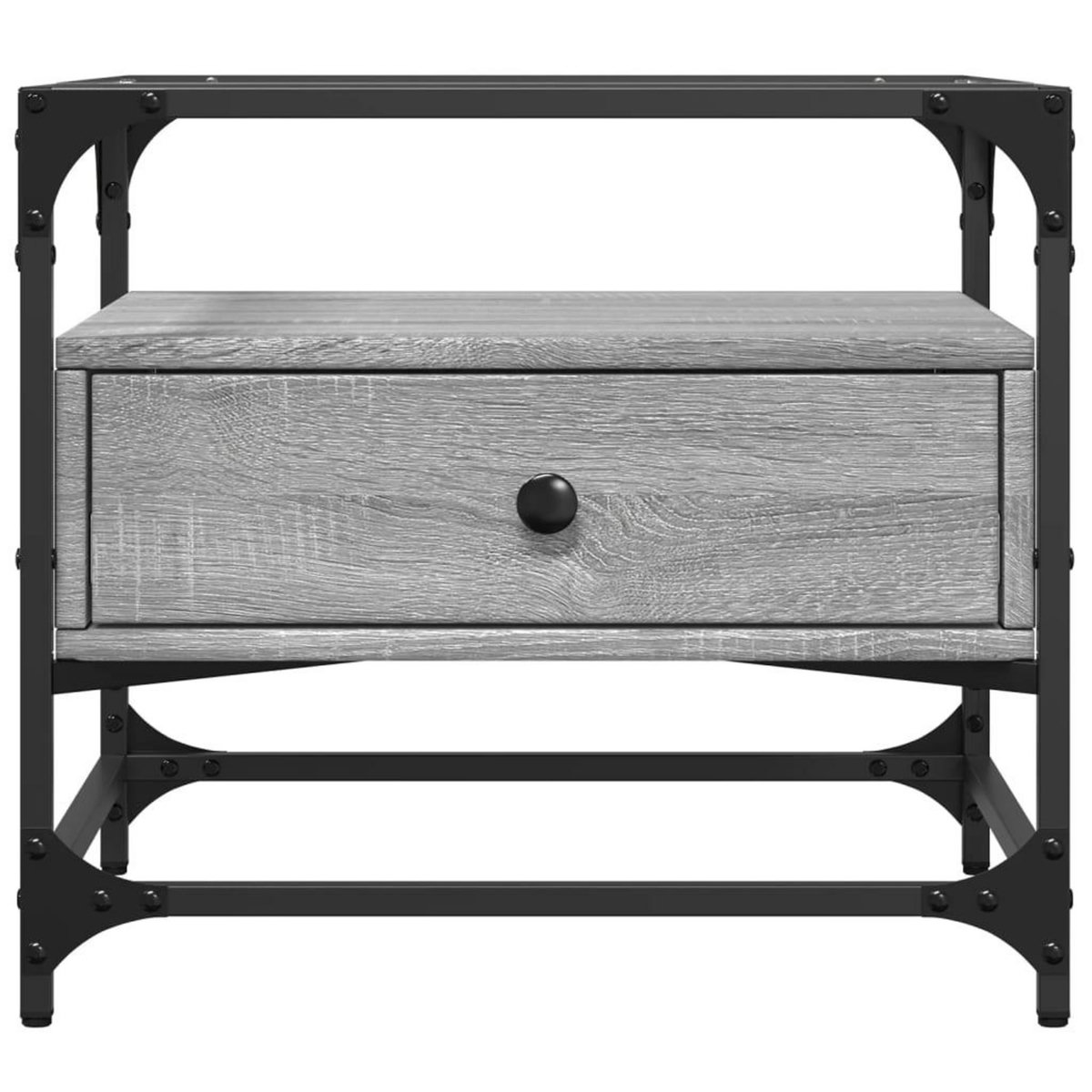 VIDAXL Table basse avec dessus en verre sonoma gris 50x50x45 acier