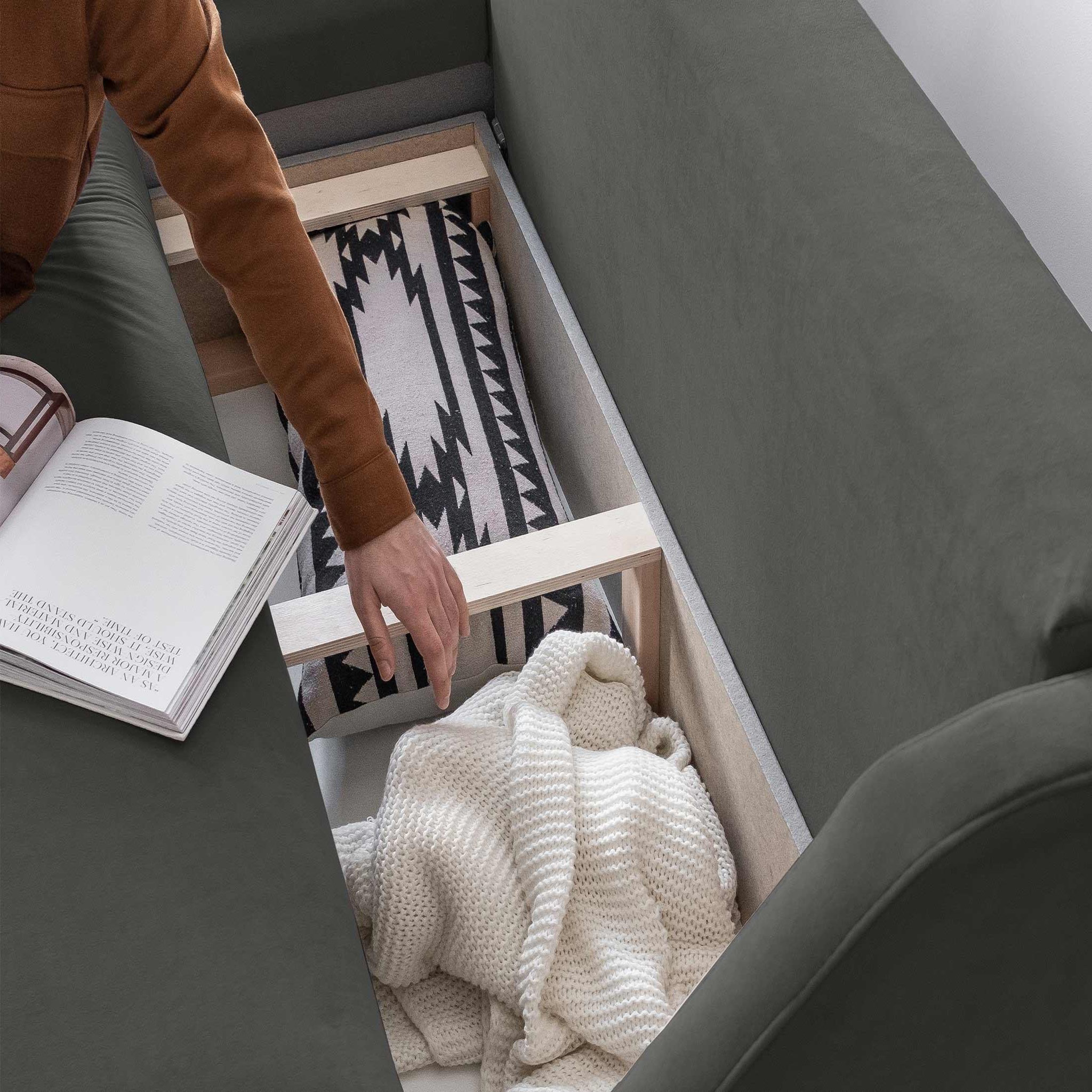 Voir la diapositive 3 : BEST MOBILIER Royal - canapé d'angle gauche - 4 places - convertible avec coffre - en velours