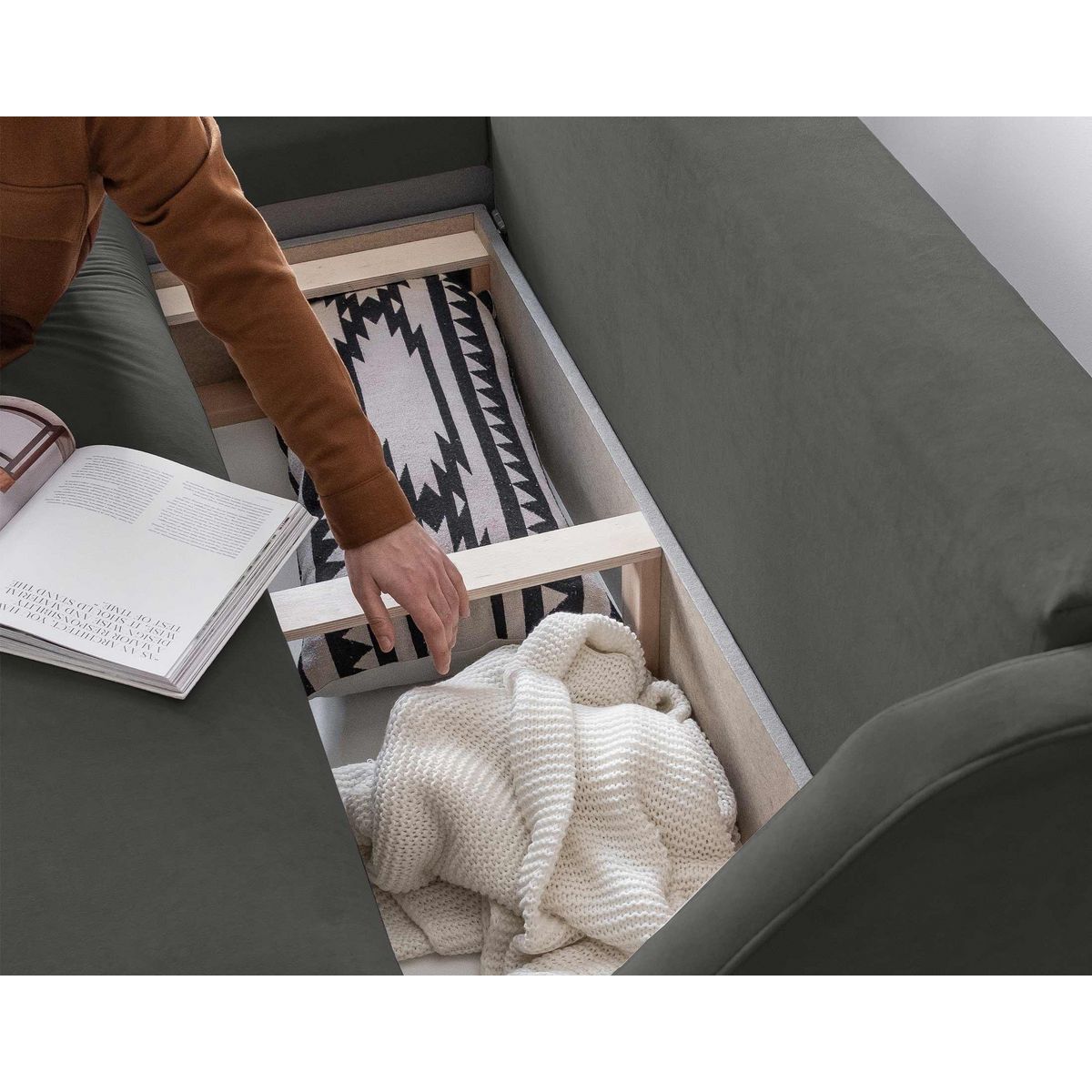 BEST MOBILIER Royal - canapé d'angle gauche - 4 places - convertible avec coffre - en velours